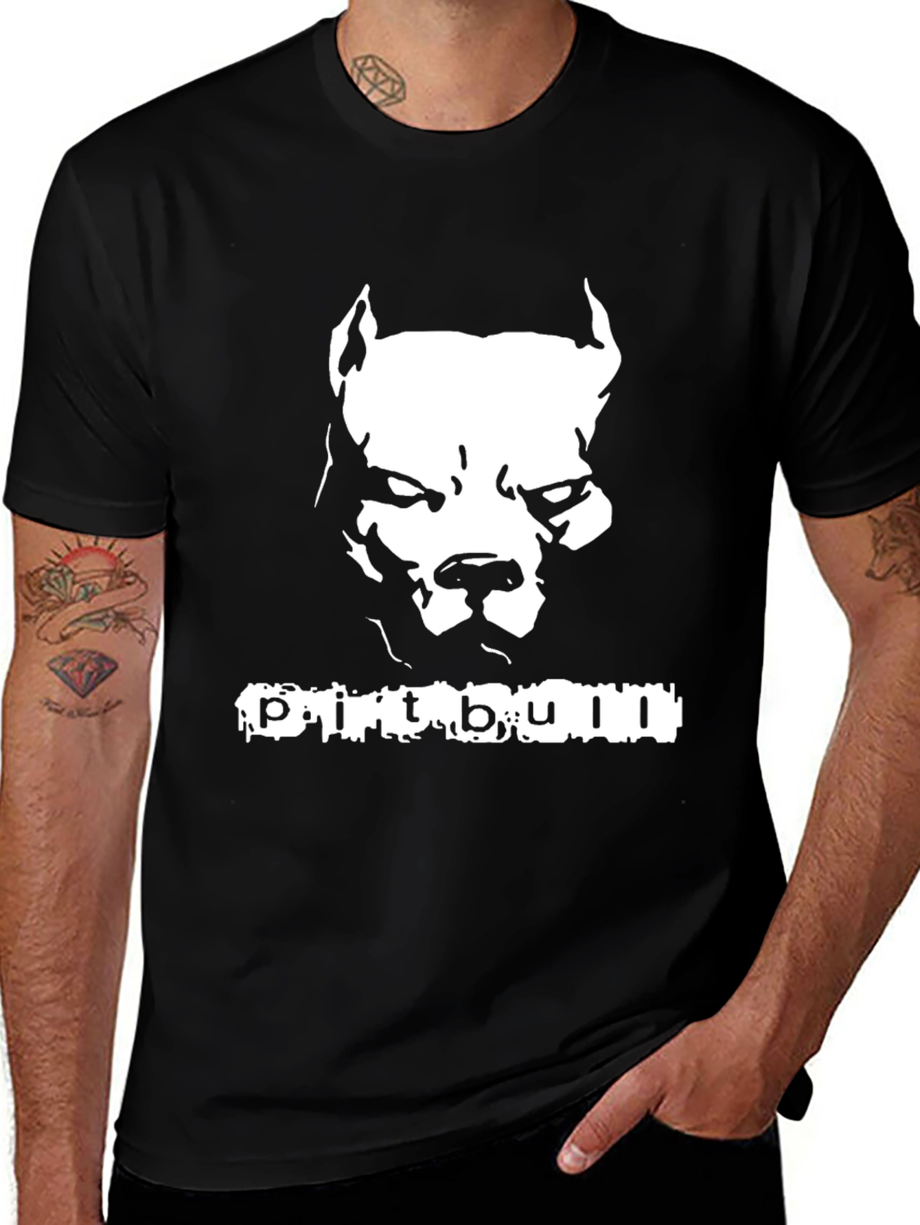 Variant 17 of Pitbull Graphic Print Black T-Shirt