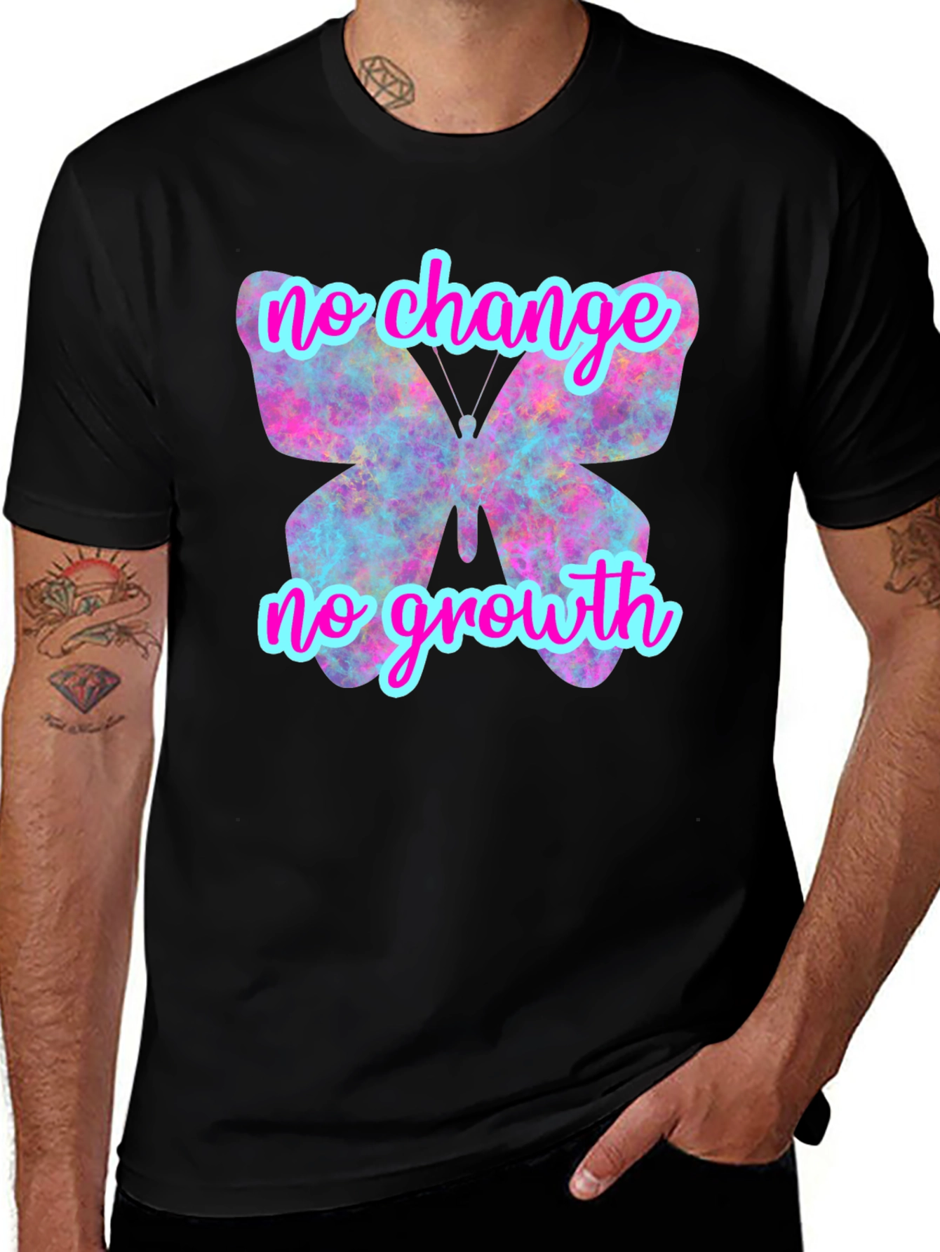 Variant 21 of No Change No Growth Butterfly Graphic Tee