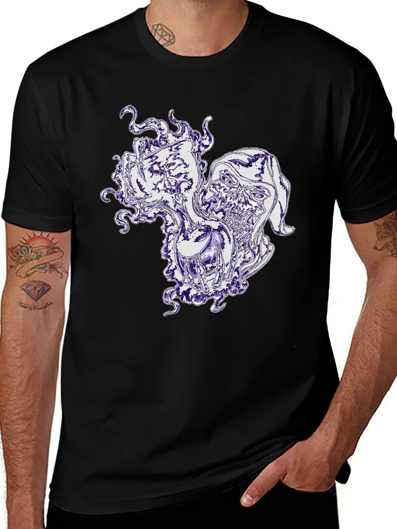 Variant 29 of Mystic Skull Black T-Shirt - Unique Graphic Design