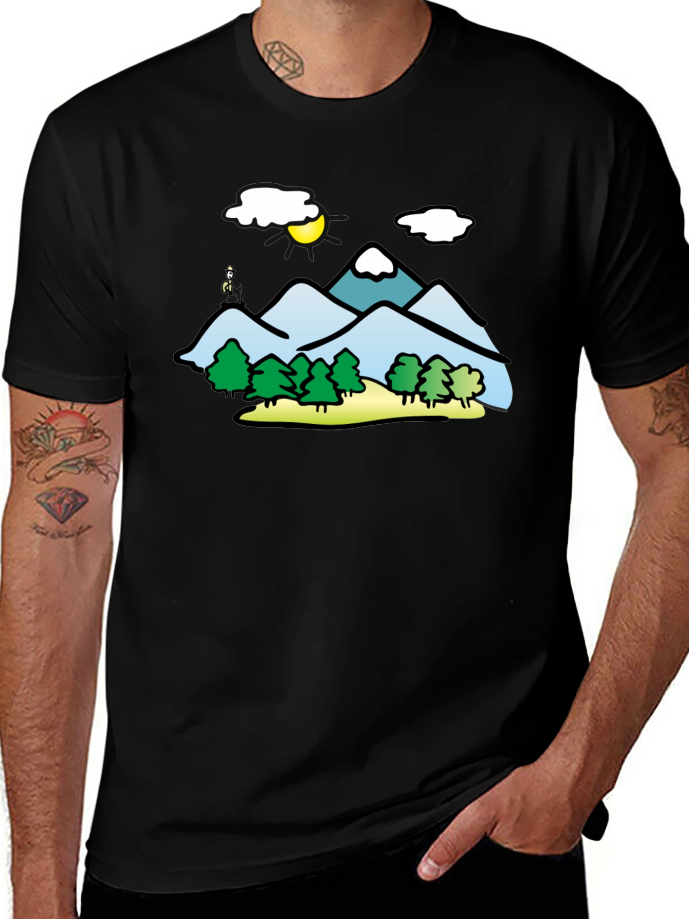 Variant 11 of Mountains Graphic Black T-Shirt