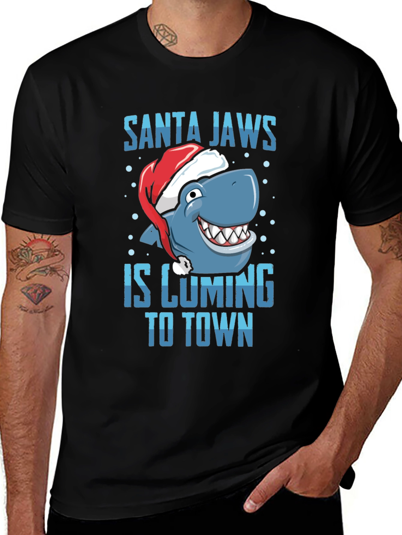 Santa Jaws Christmas T-Shirt - Holiday Shark Tee