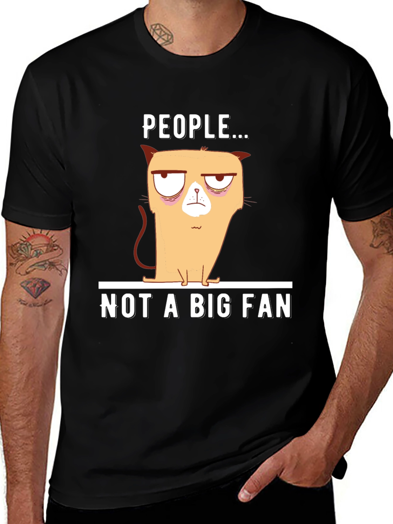 Variant 4 of Grumpy Cat People Not a Fan Black T-Shirt