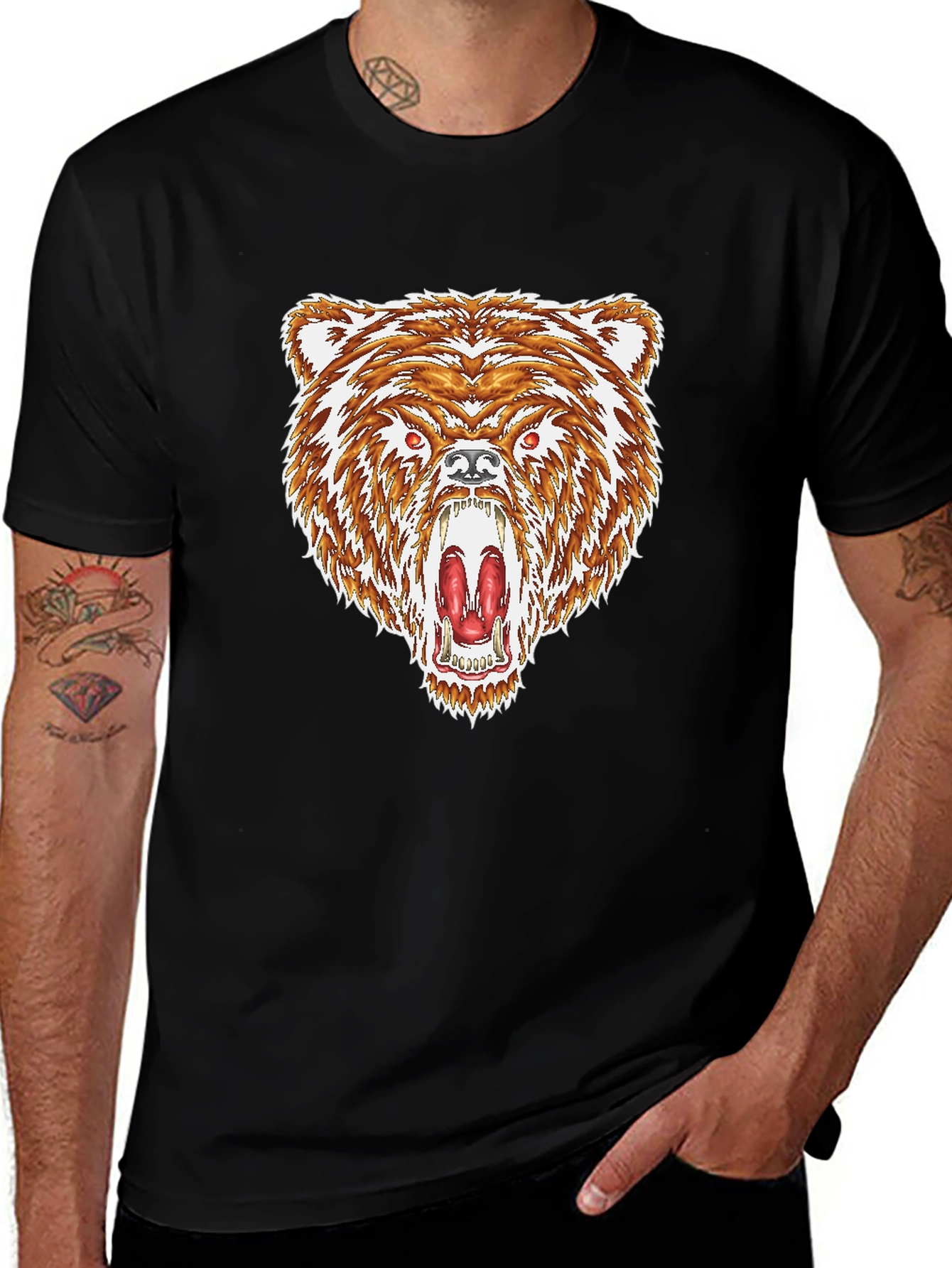 Variant 10 of Bear Graphic Black T-Shirt