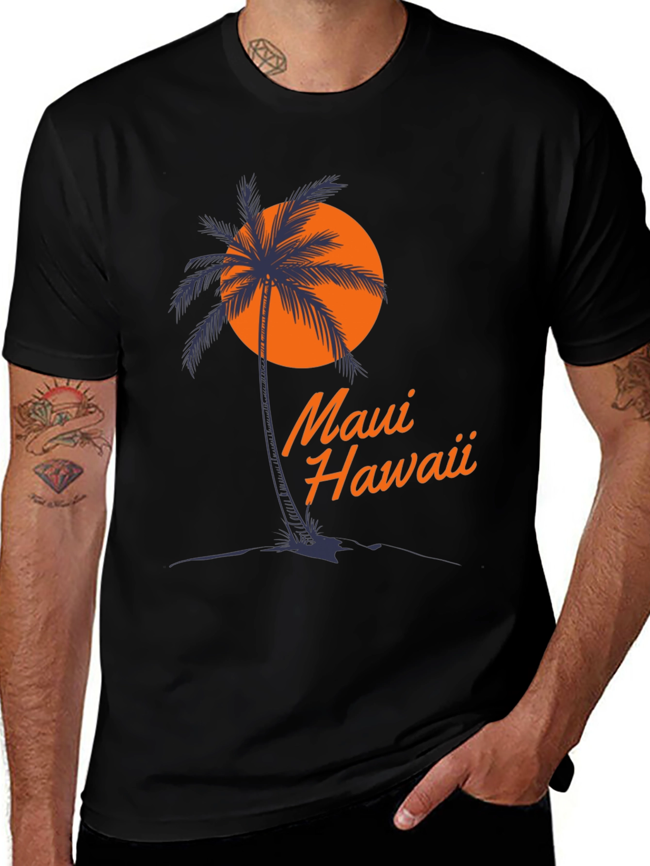 Variant 29 of Maui Hawaii Palm Tree Sunset Graphic T-Shirt