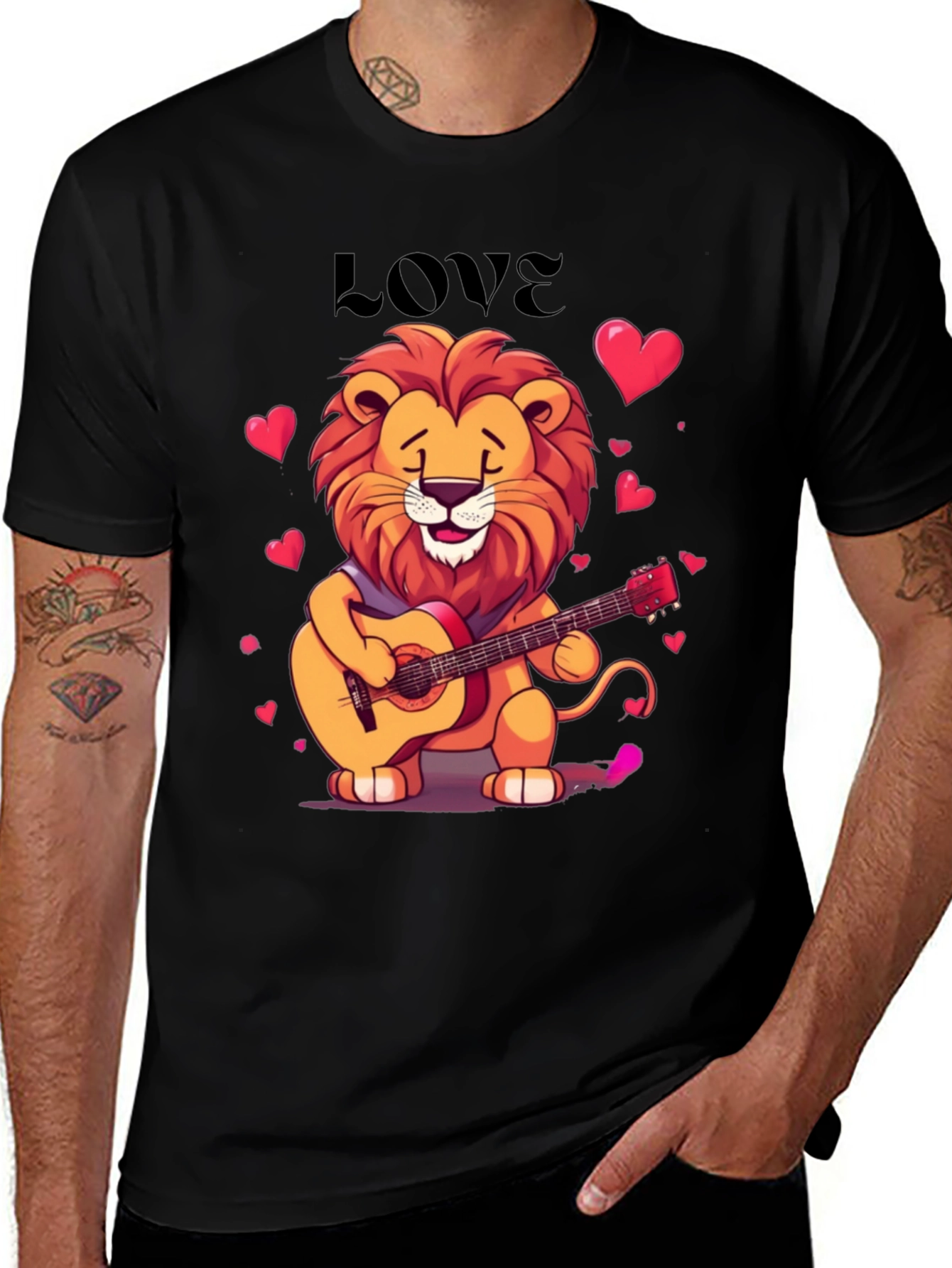 Variant 3 of Lion Love Guitar Graphic T-Shirt