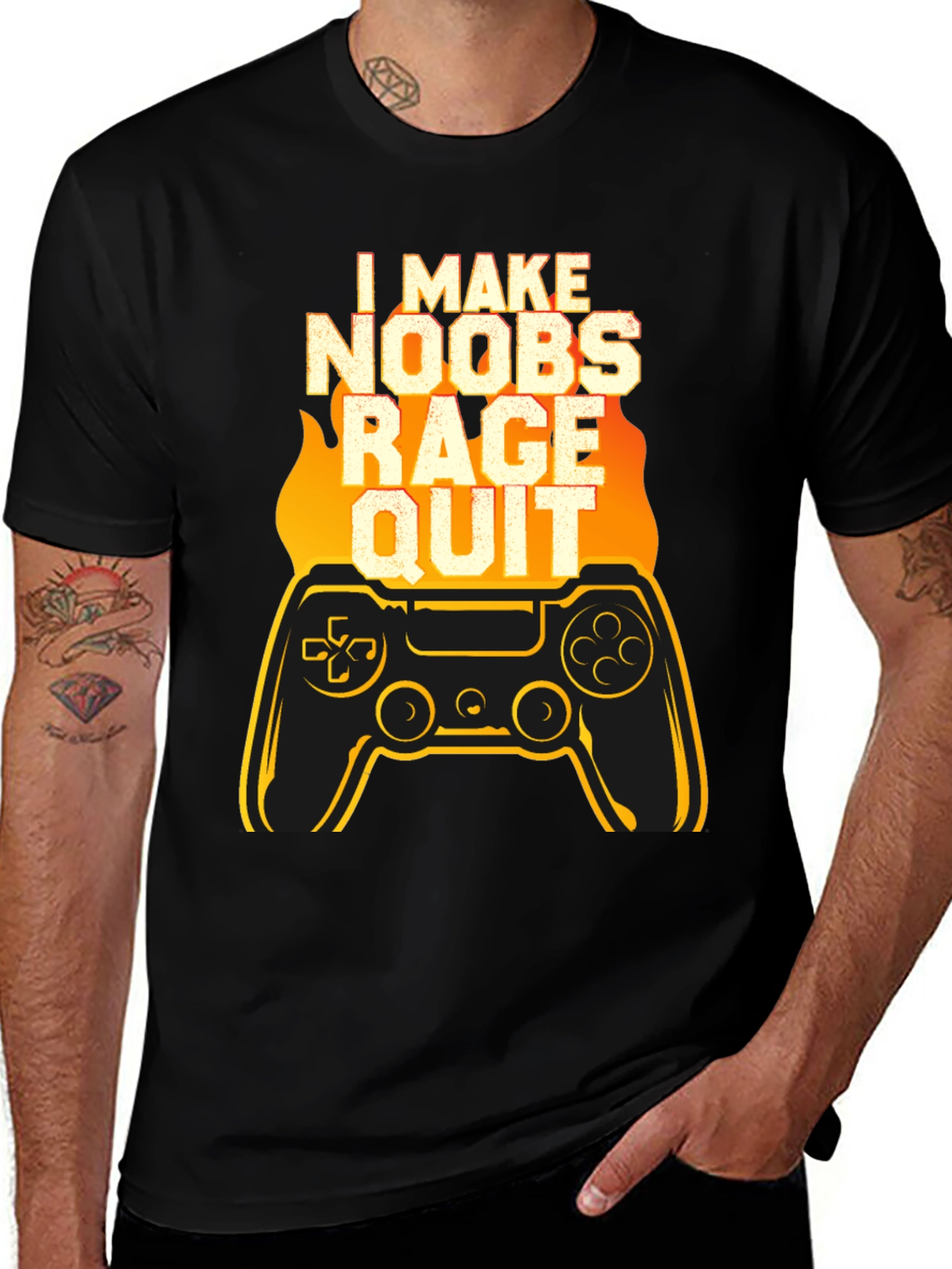 Variant 5 of I Make Noobs Rage Quit Black Gaming T-Shirt