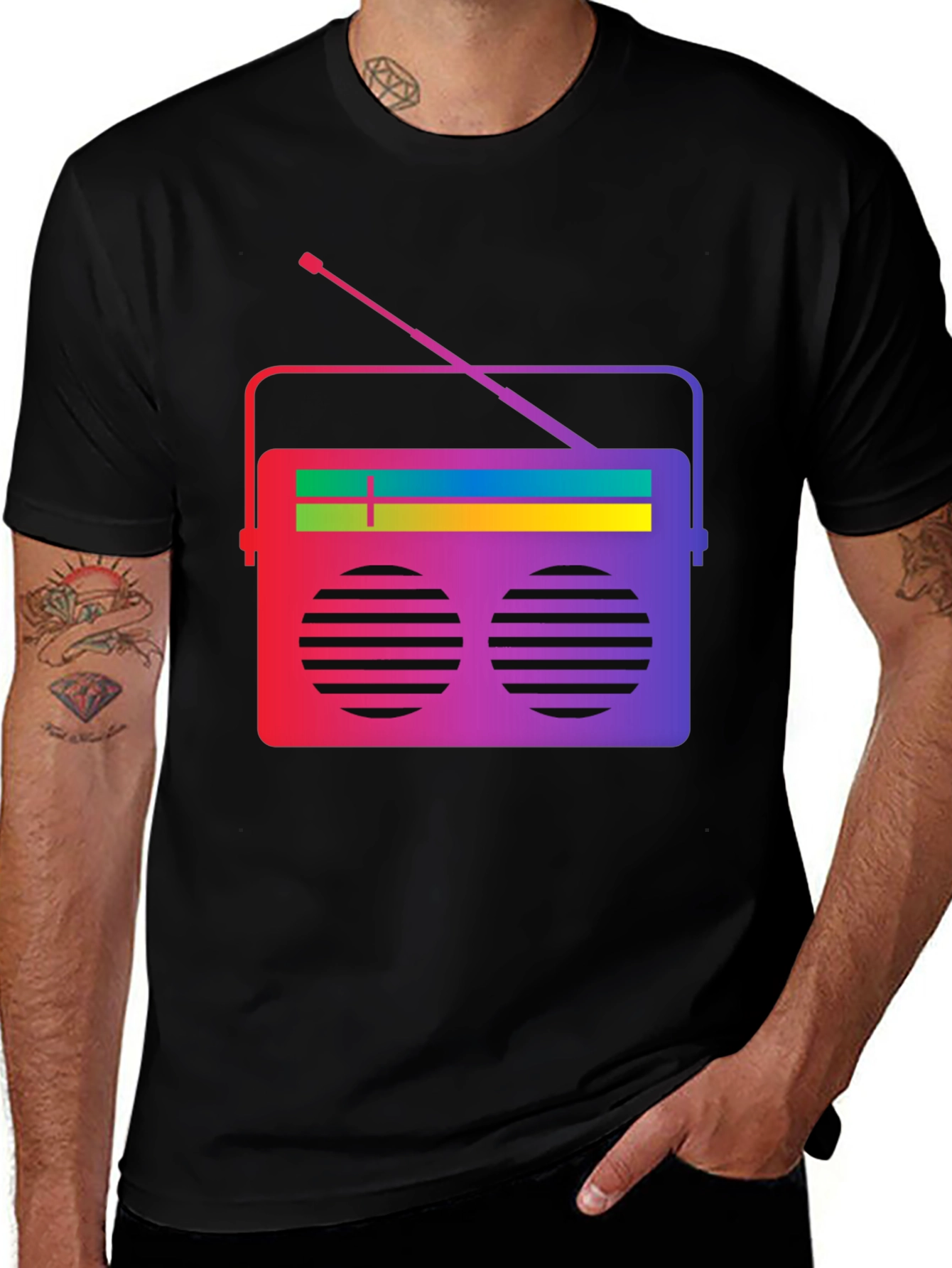 Variant 21 of Retro Radio Graphic Tee - Vintage Style Men's T-Shirt