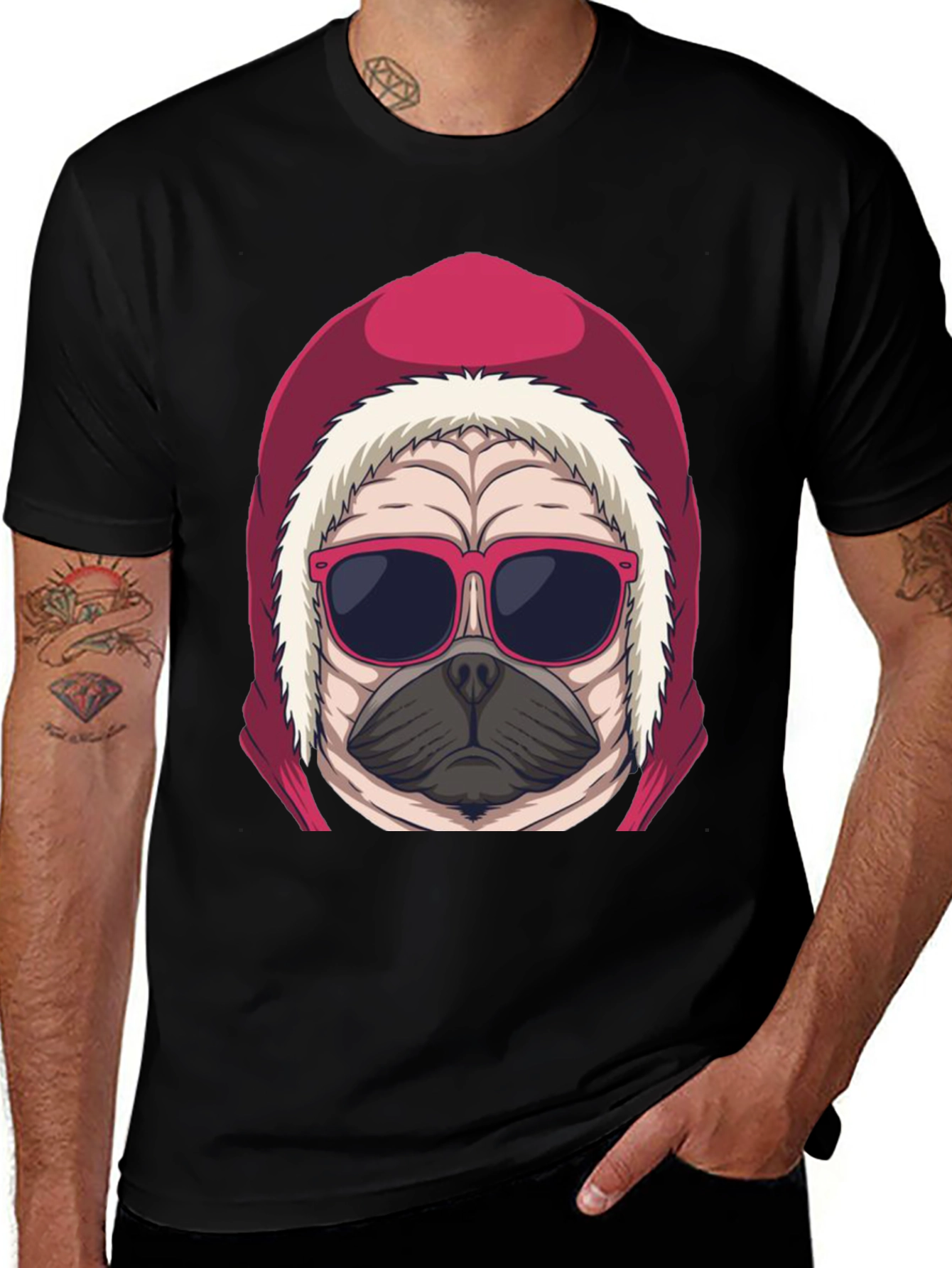 Variant 4 of Cool Pug Tee: Hooded & Shaded