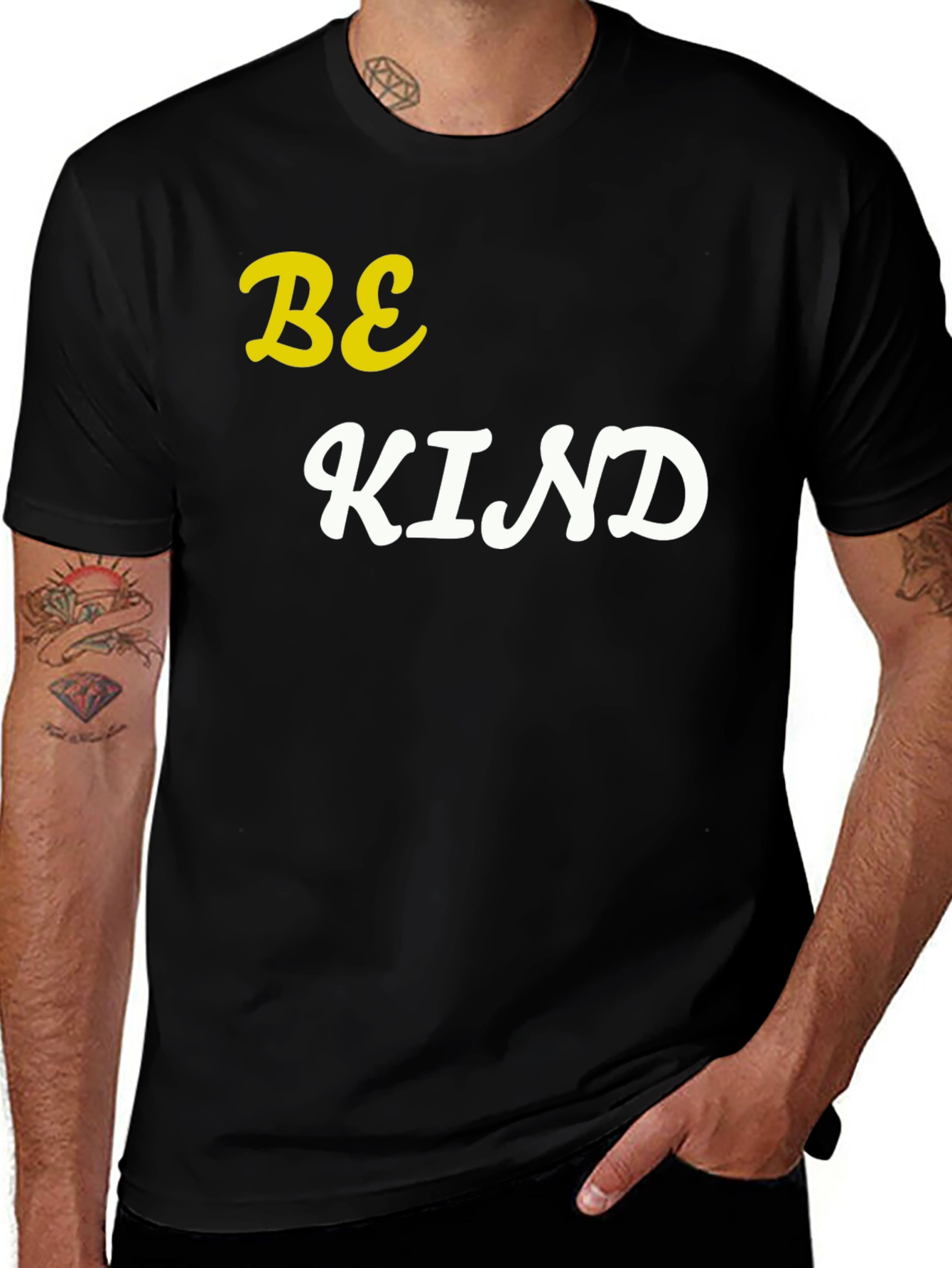 Variant 27 of Be Kind Graphic T-Shirt - Black Cotton Tee