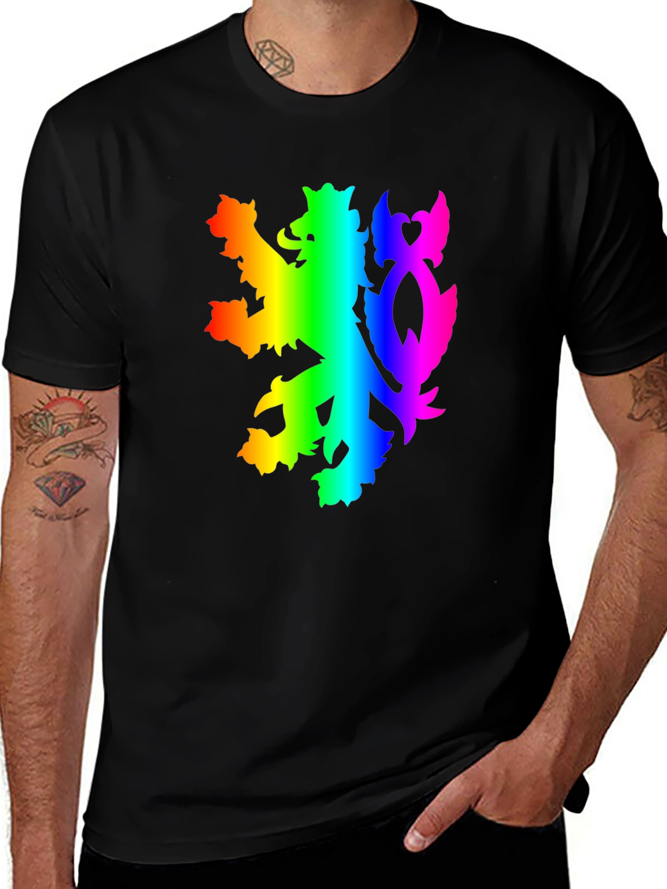 Rainbow Lion Crest Graphic Tee - Pride Shirt