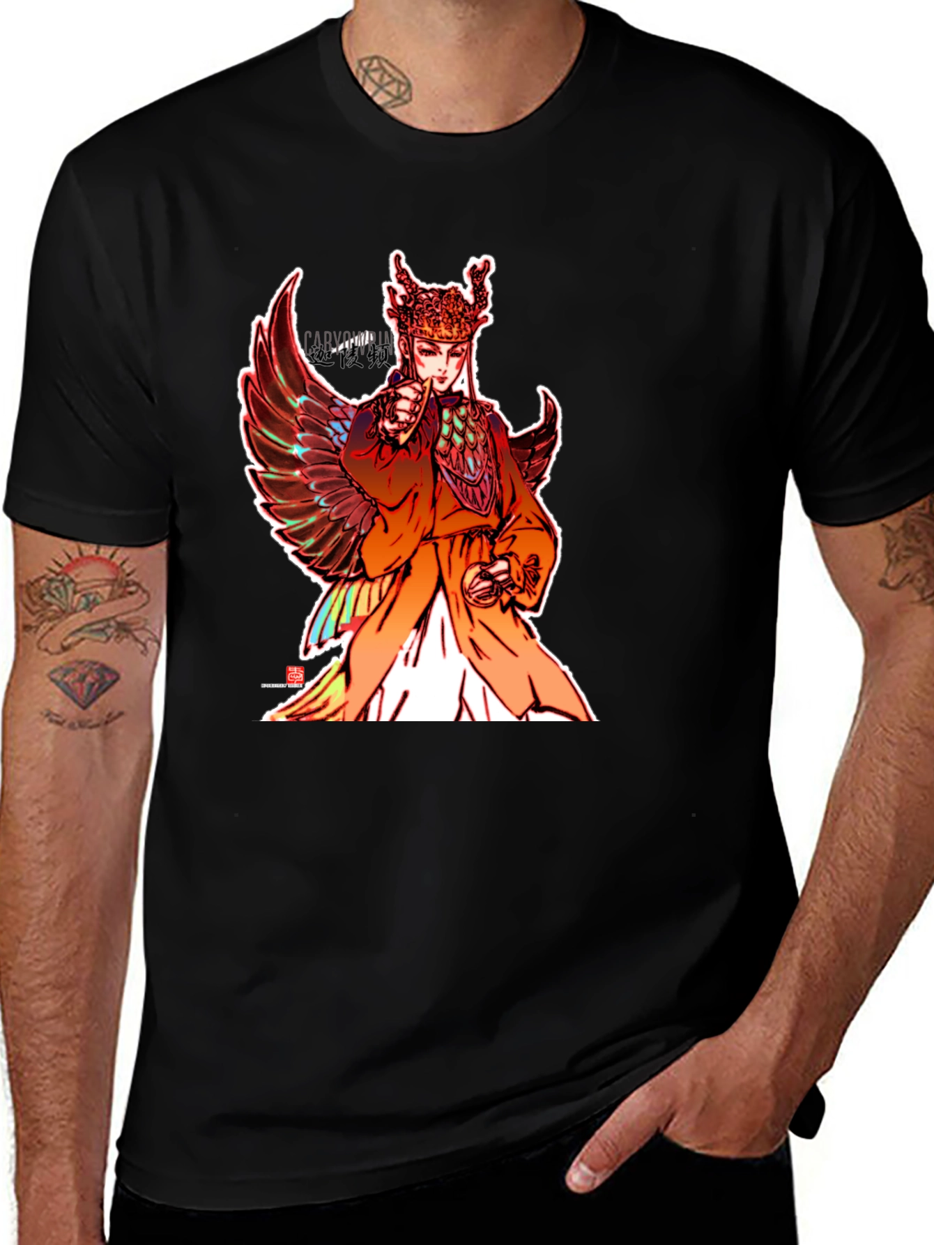 Variant 24 of Winged Figure Graphic Tee - Black Unisex
