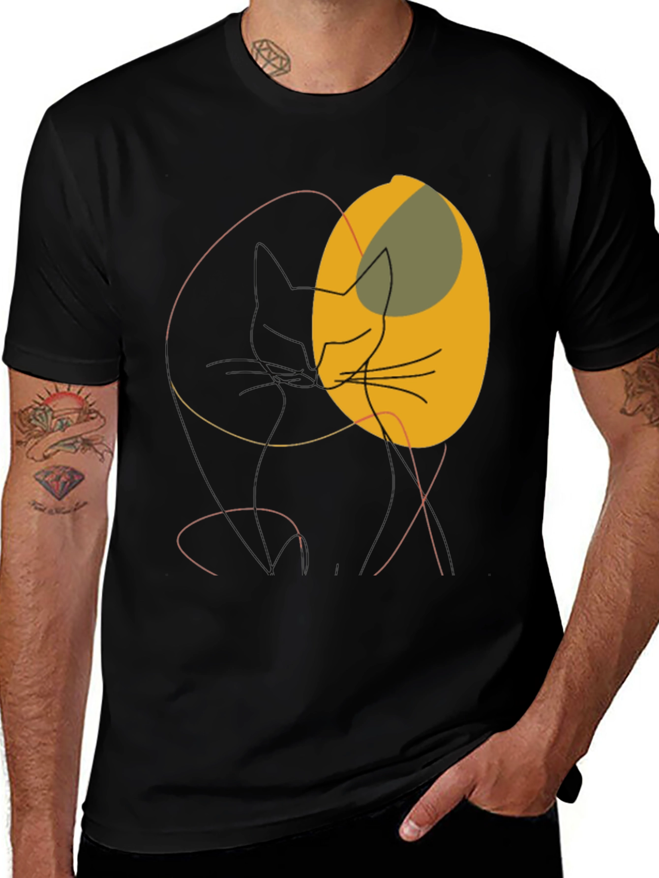 Variant 12 of Abstract Cat Graphic Tee - Modern Minimalist Design