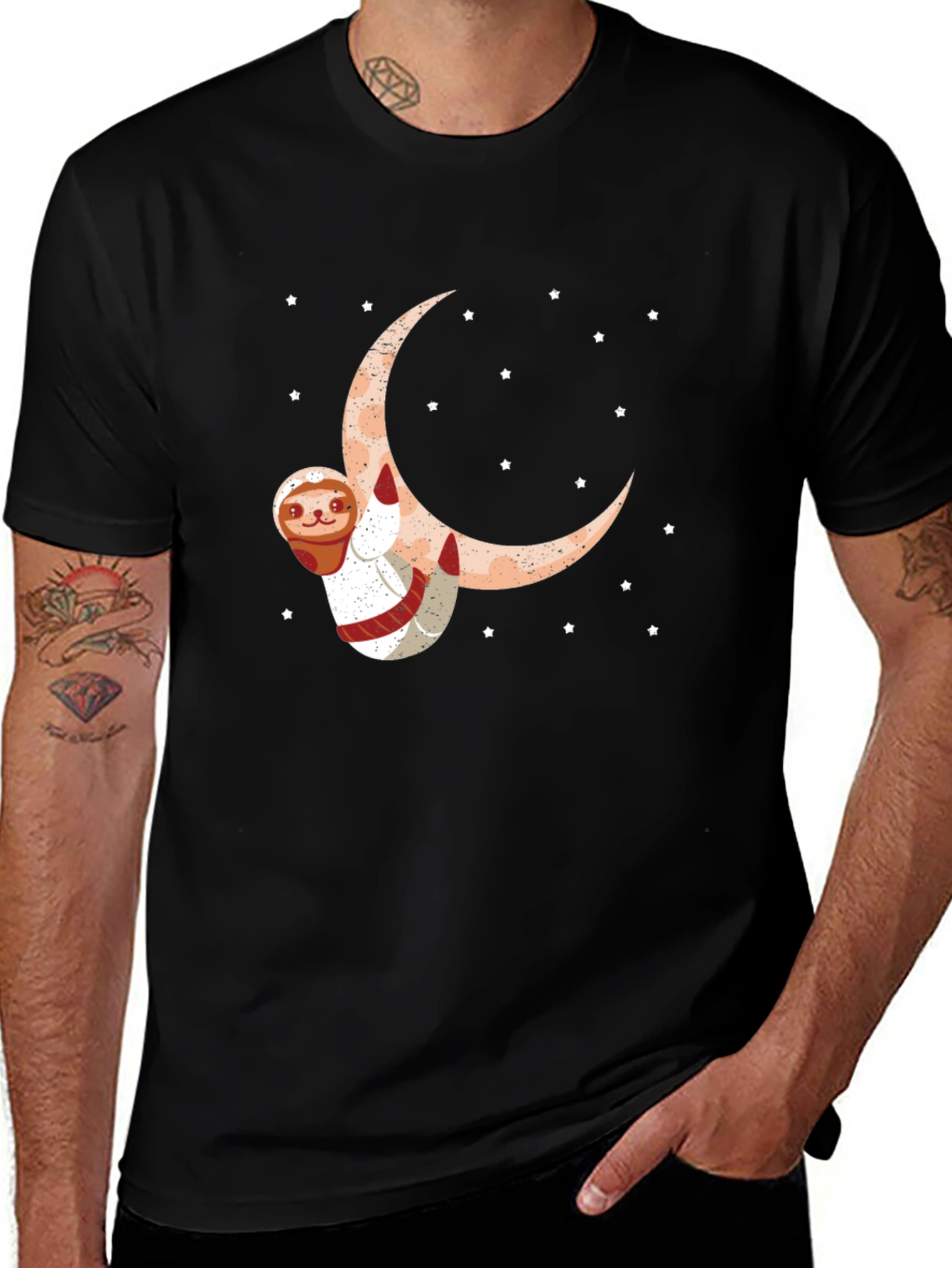 Variant 8 of Sloth Astronaut Moon Black Graphic Tee