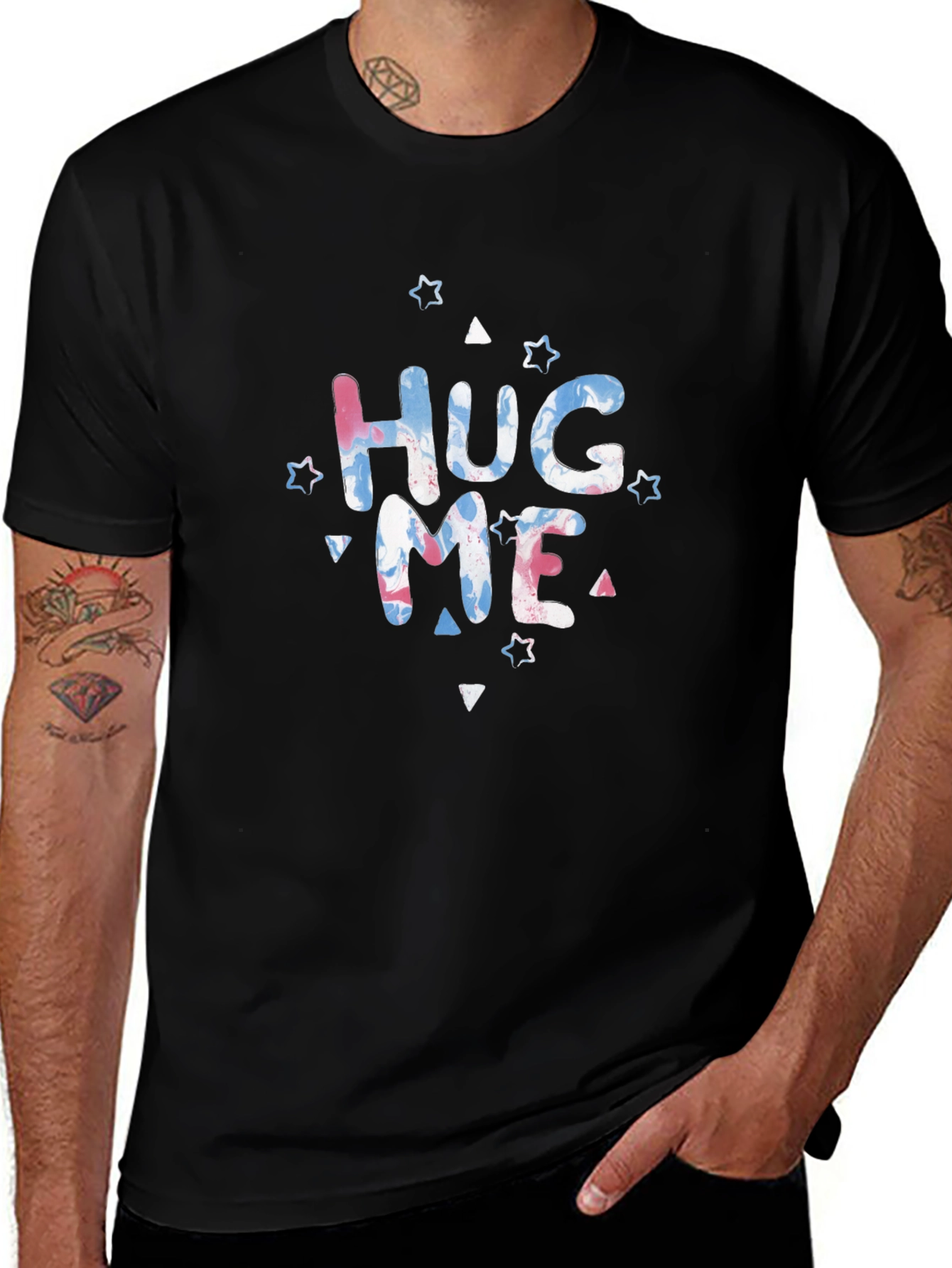 Variant 28 of Hug Me Graphic Print Black T-Shirt