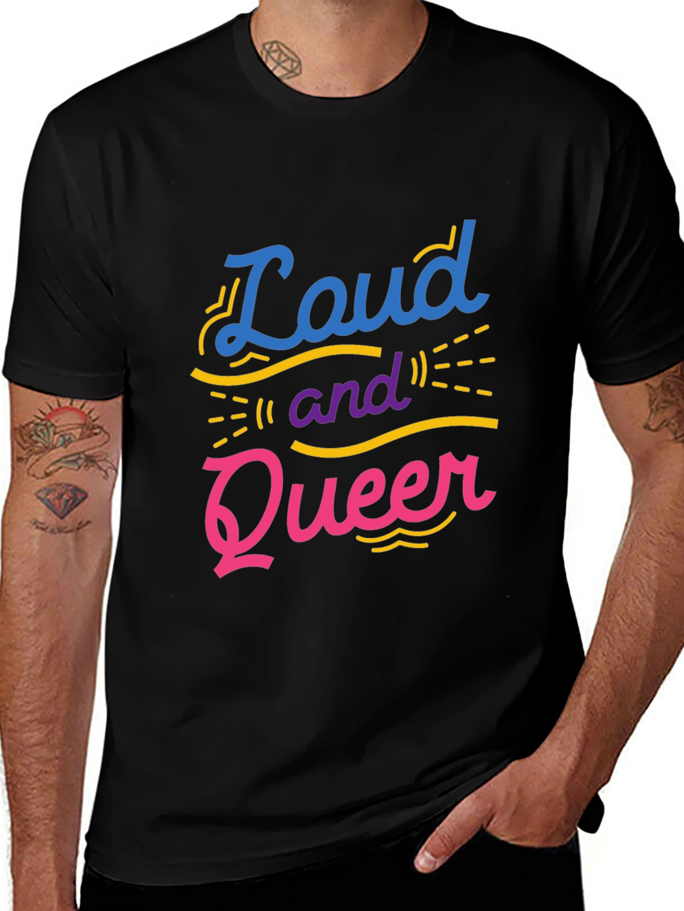 Variant 21 of Loud and Queer Graphic T-Shirt - Pride Apparel