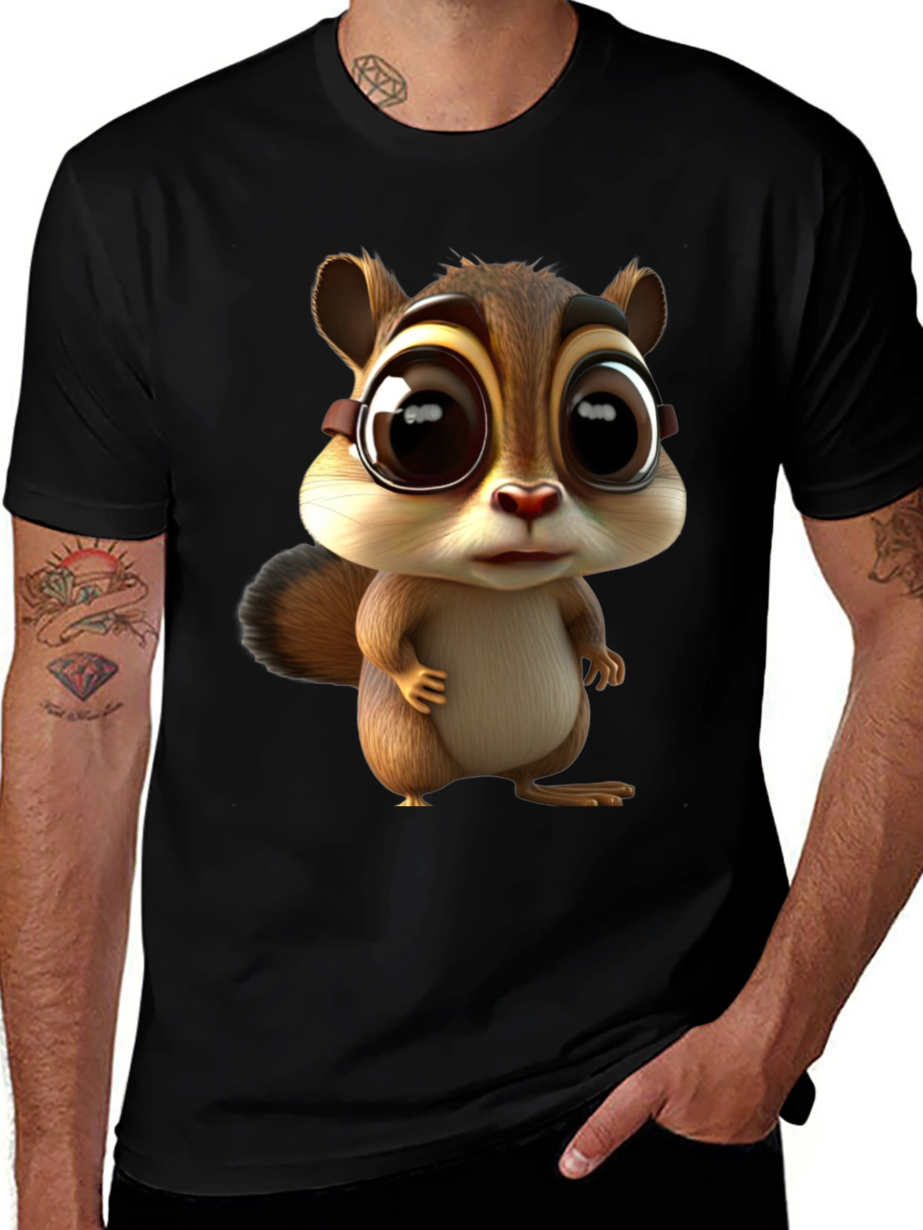 Variant 18 of Cute Chipmunk Graphic Tee - Unisex Black T-Shirt