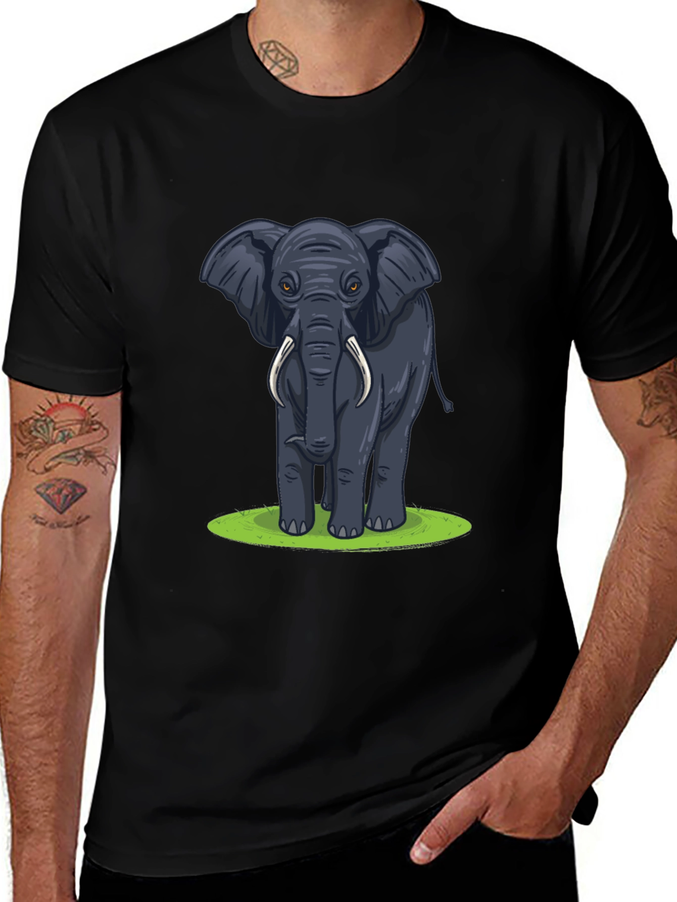 Variant 11 of Elephant Graphic T-Shirt - Black Cotton Tee