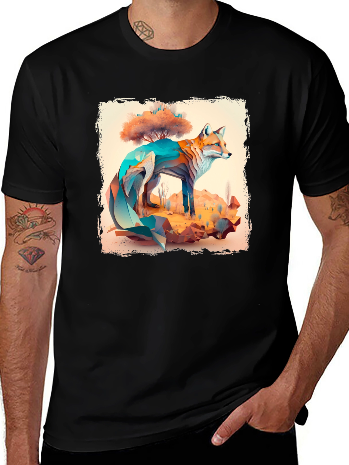 Variant 24 of Geometric Fox Graphic T-Shirt - Unique Animal Design
