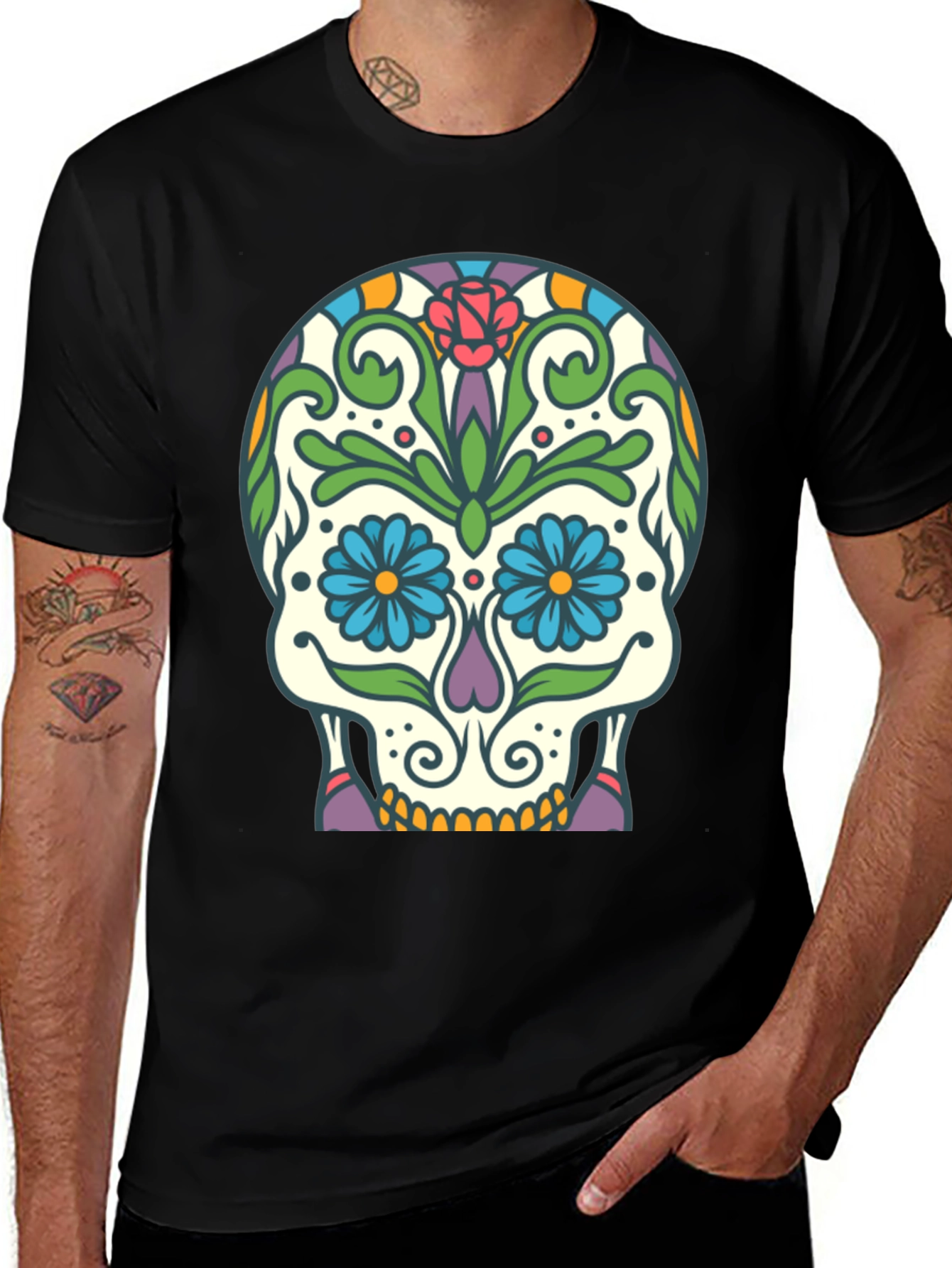 Variant 10 of Sugar Skull Graphic Tee - Day of the Dead Inspired