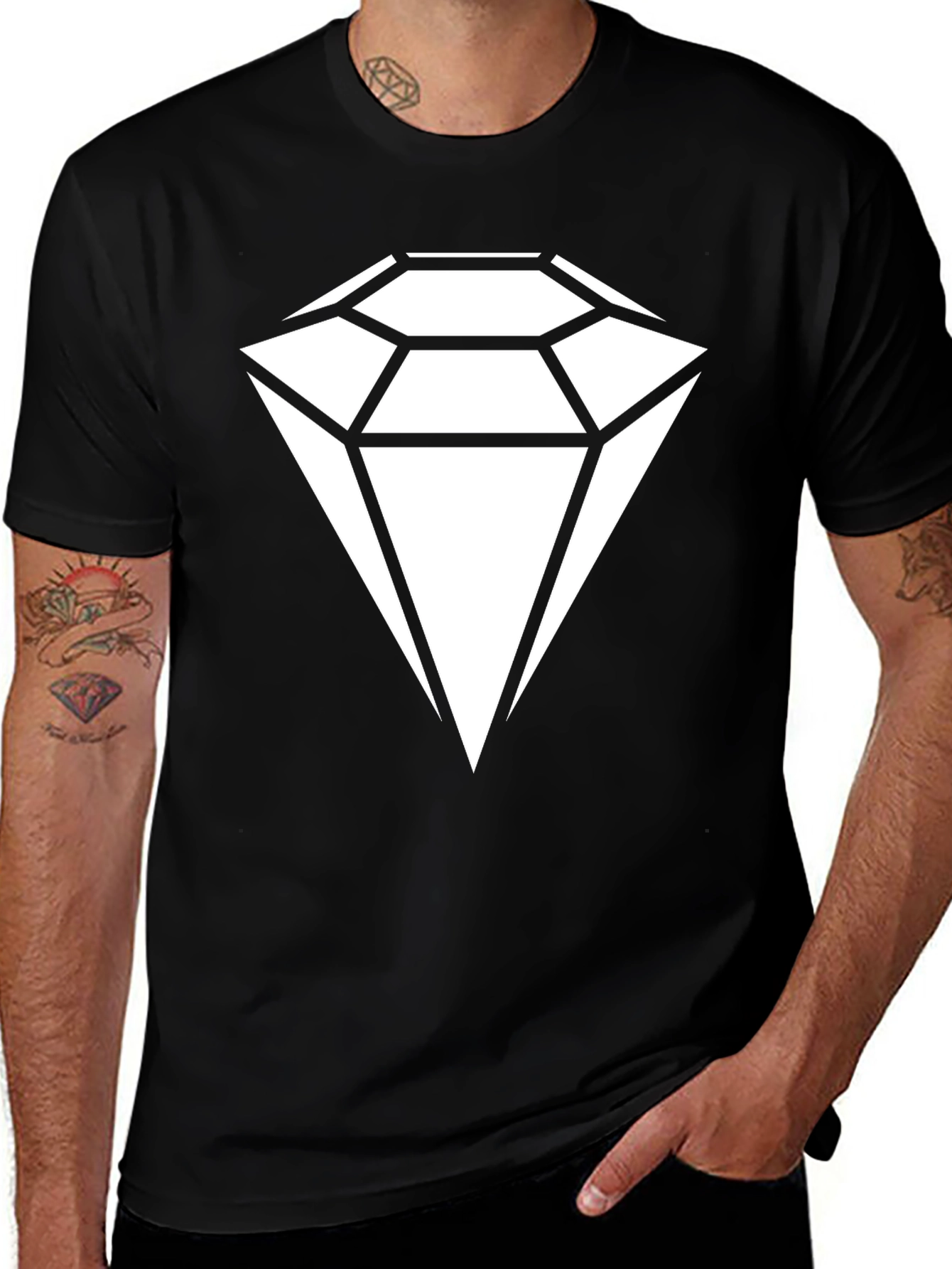 Variant 29 of Diamond Graphic T-Shirt - Black Crew Neck Tee