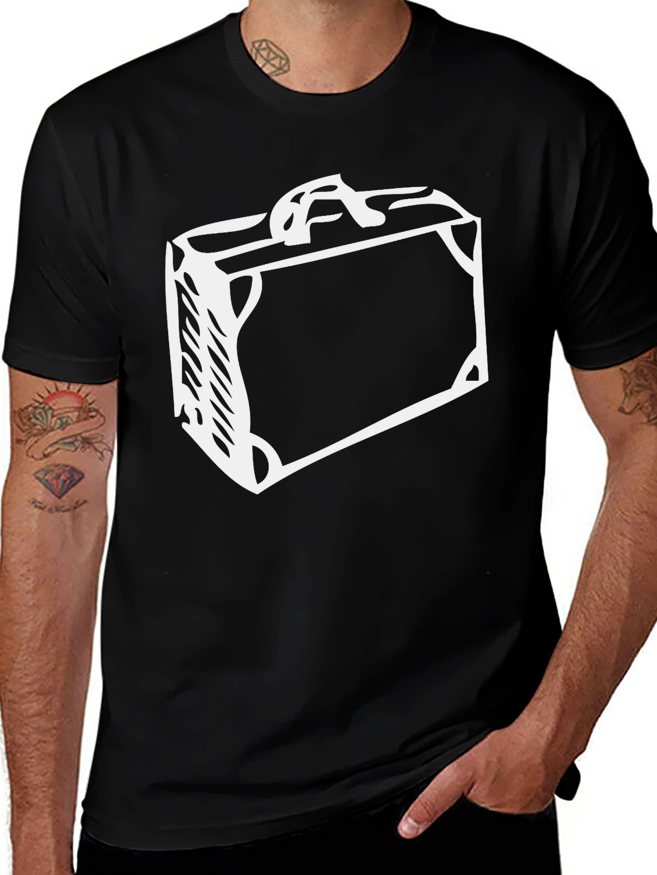 Suitcase Graphic Black Tee - Travel Ready Style