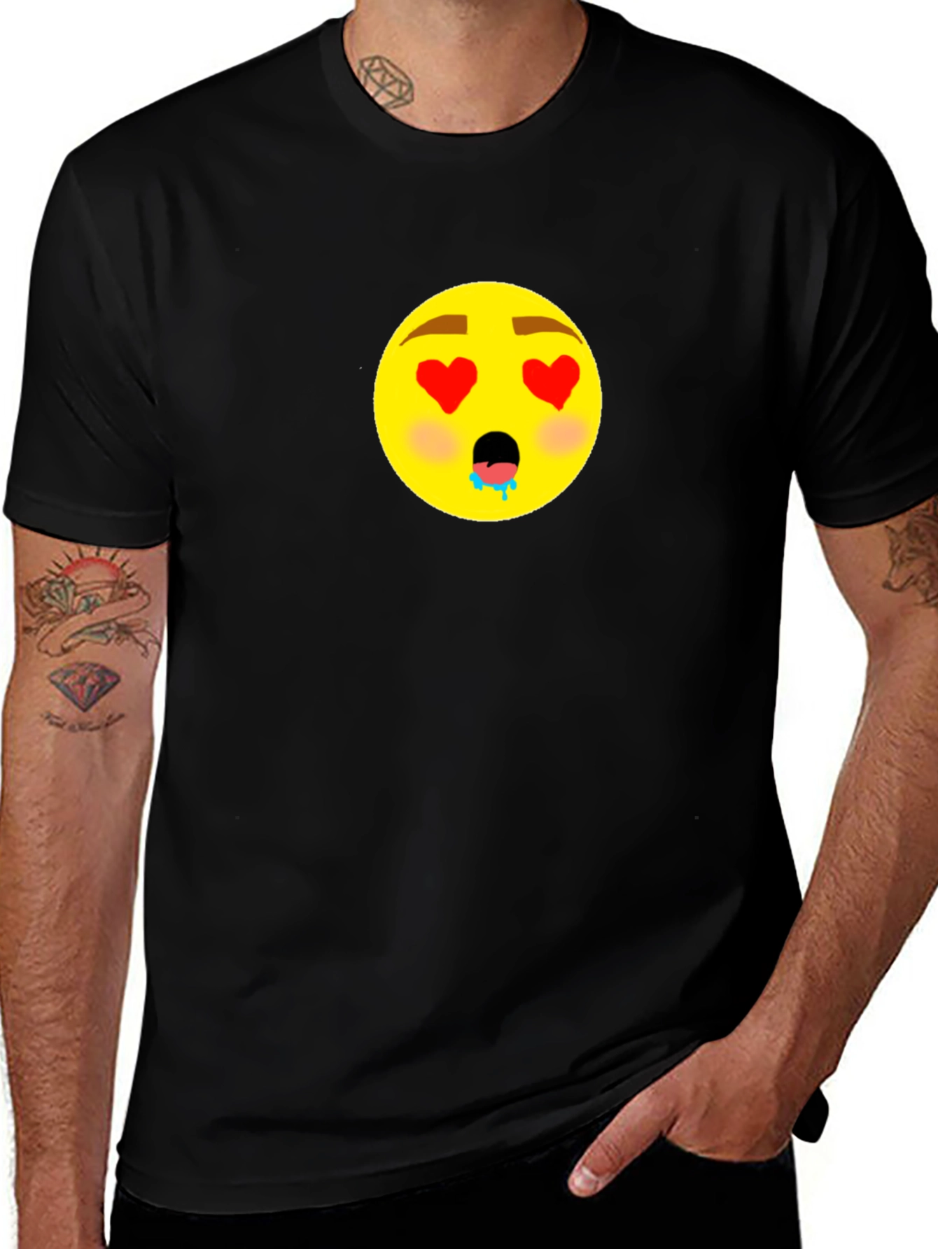 Variant 22 of Emoji Love Eyes Graphic Black T-Shirt