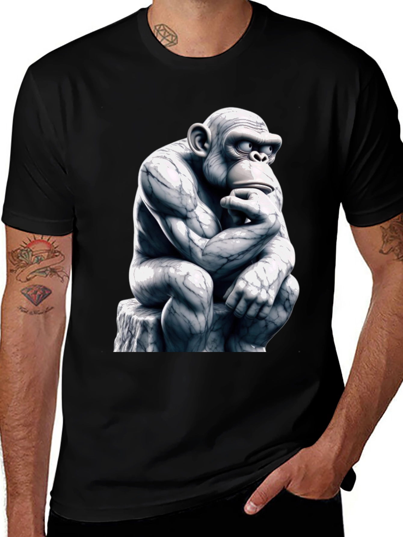 Thinking Monkey Graphic Tee - Black