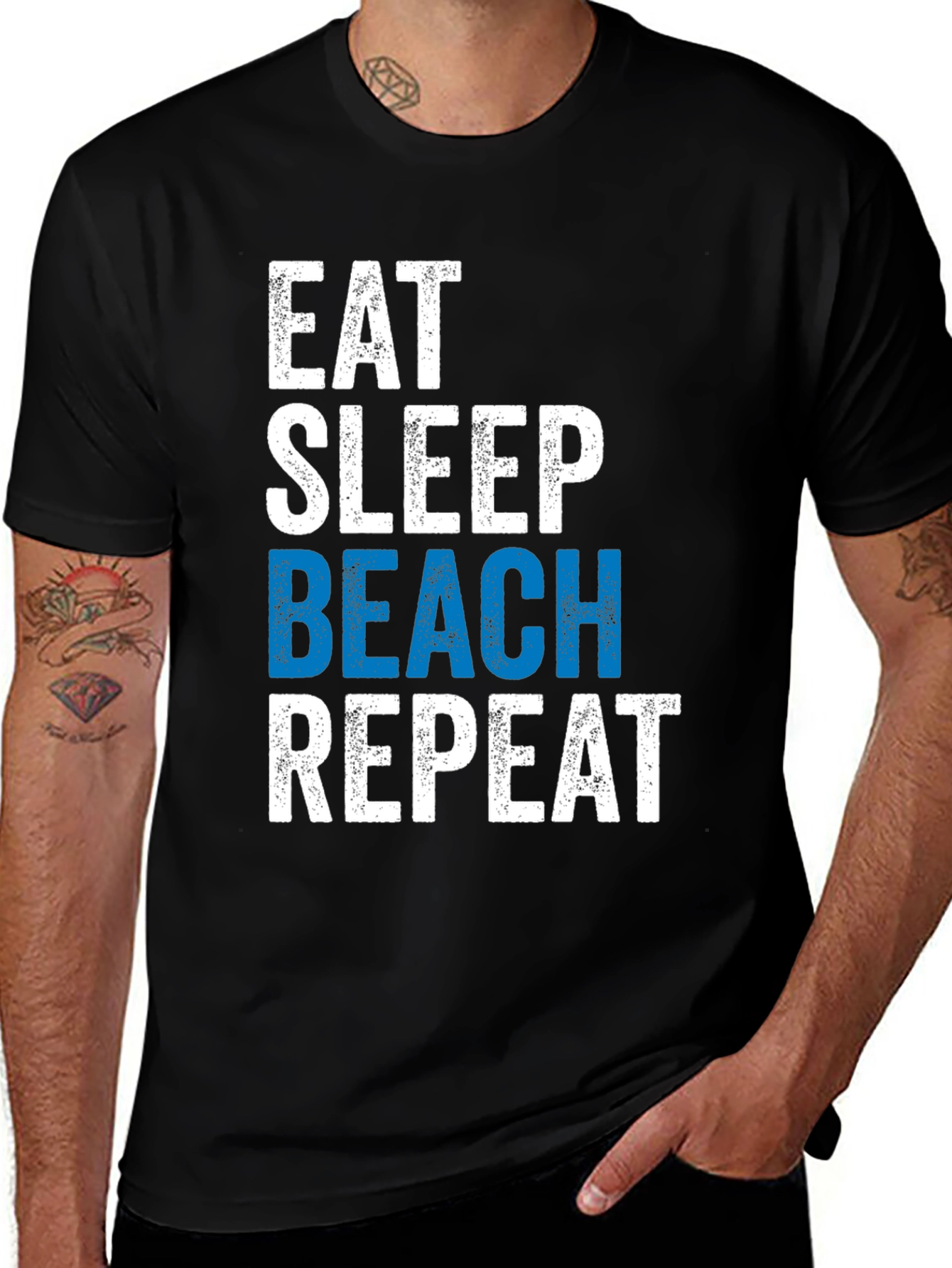 Variant 13 of Eat Sleep Beach Repeat Graphic Tee