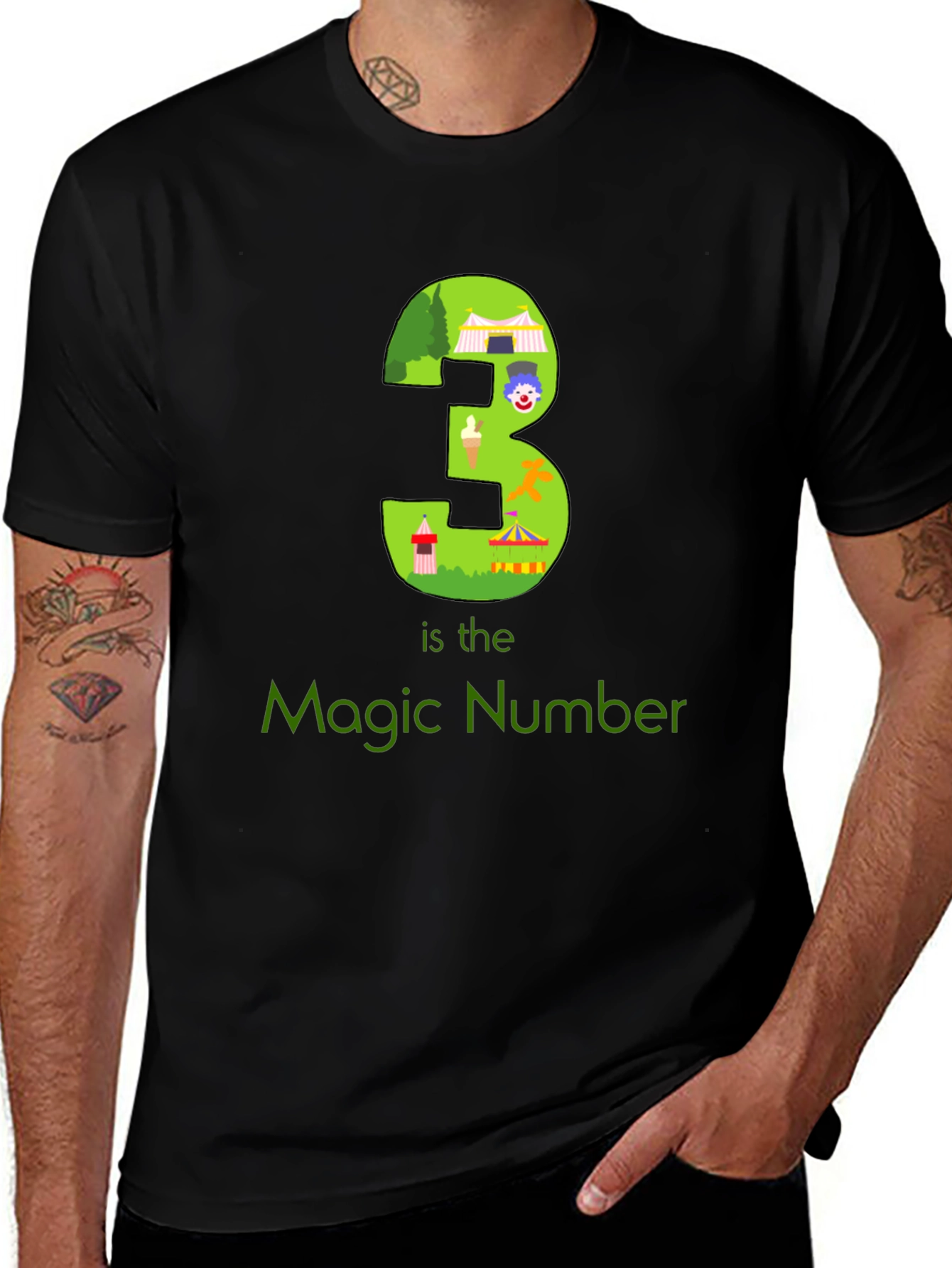 Variant 26 of Magic Number 3 Graphic T-Shirt - Black