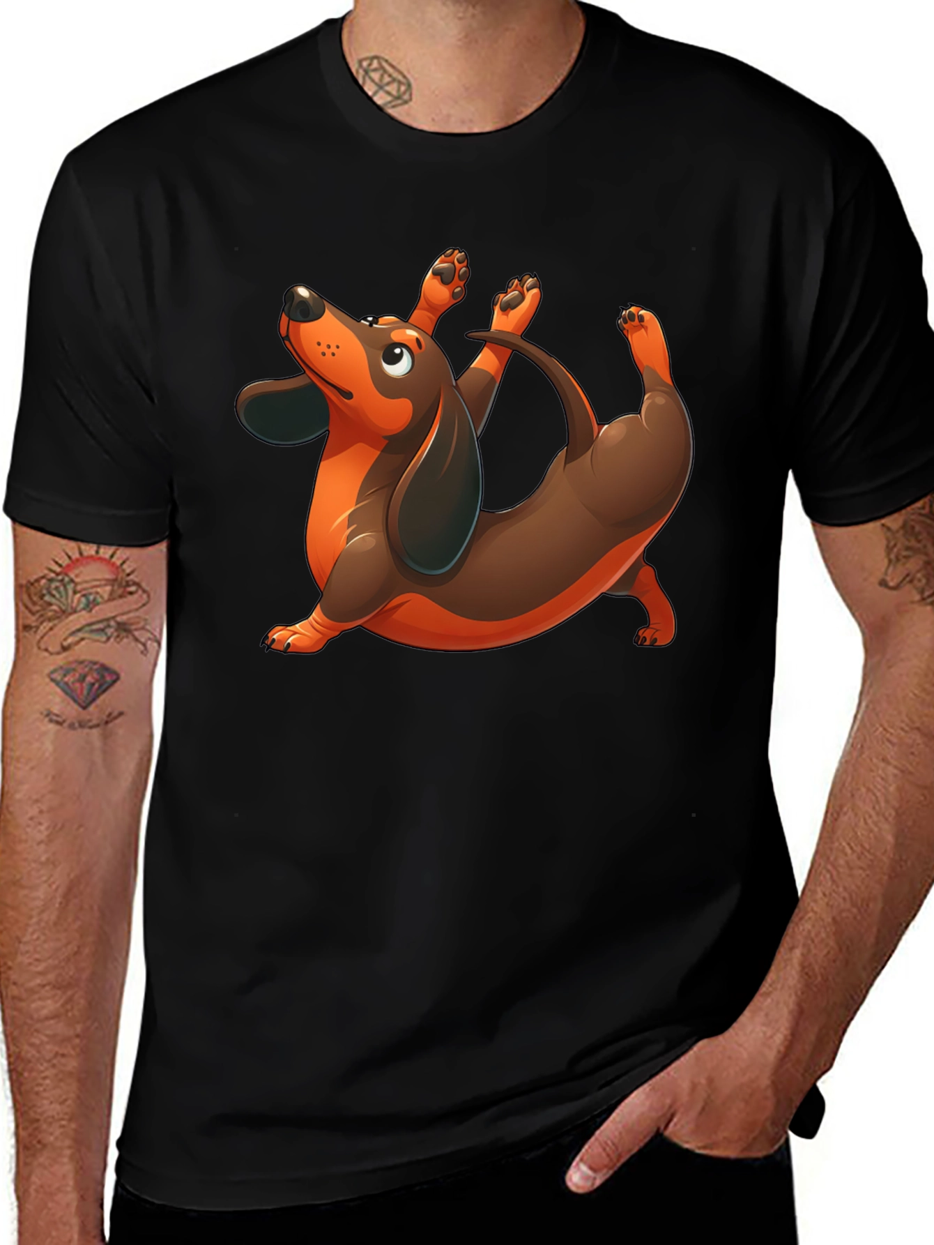 Variant 15 of Yoga Dachshund Black T-Shirt