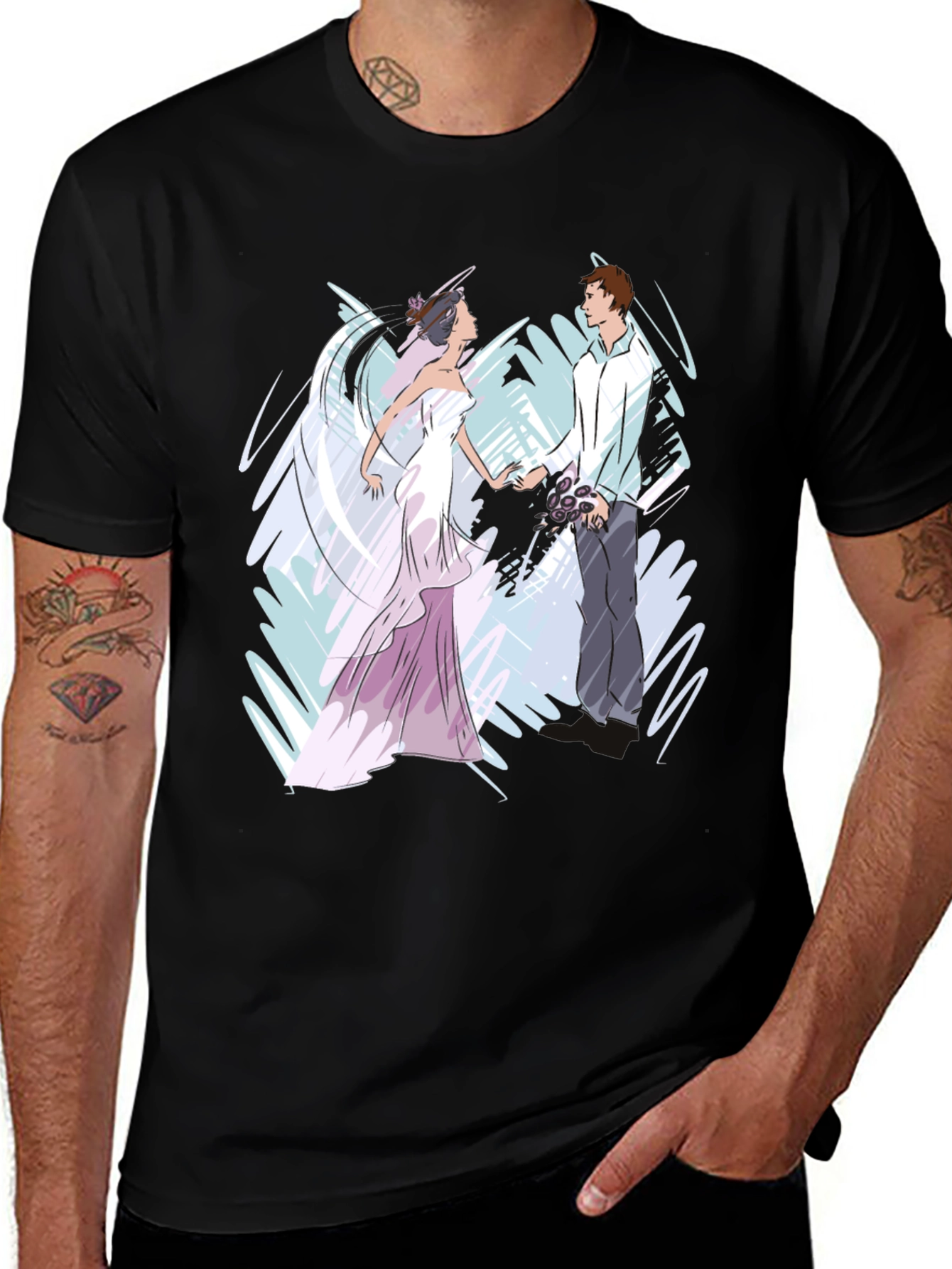 Variant 25 of Bride & Groom Graphic T-Shirt - Black