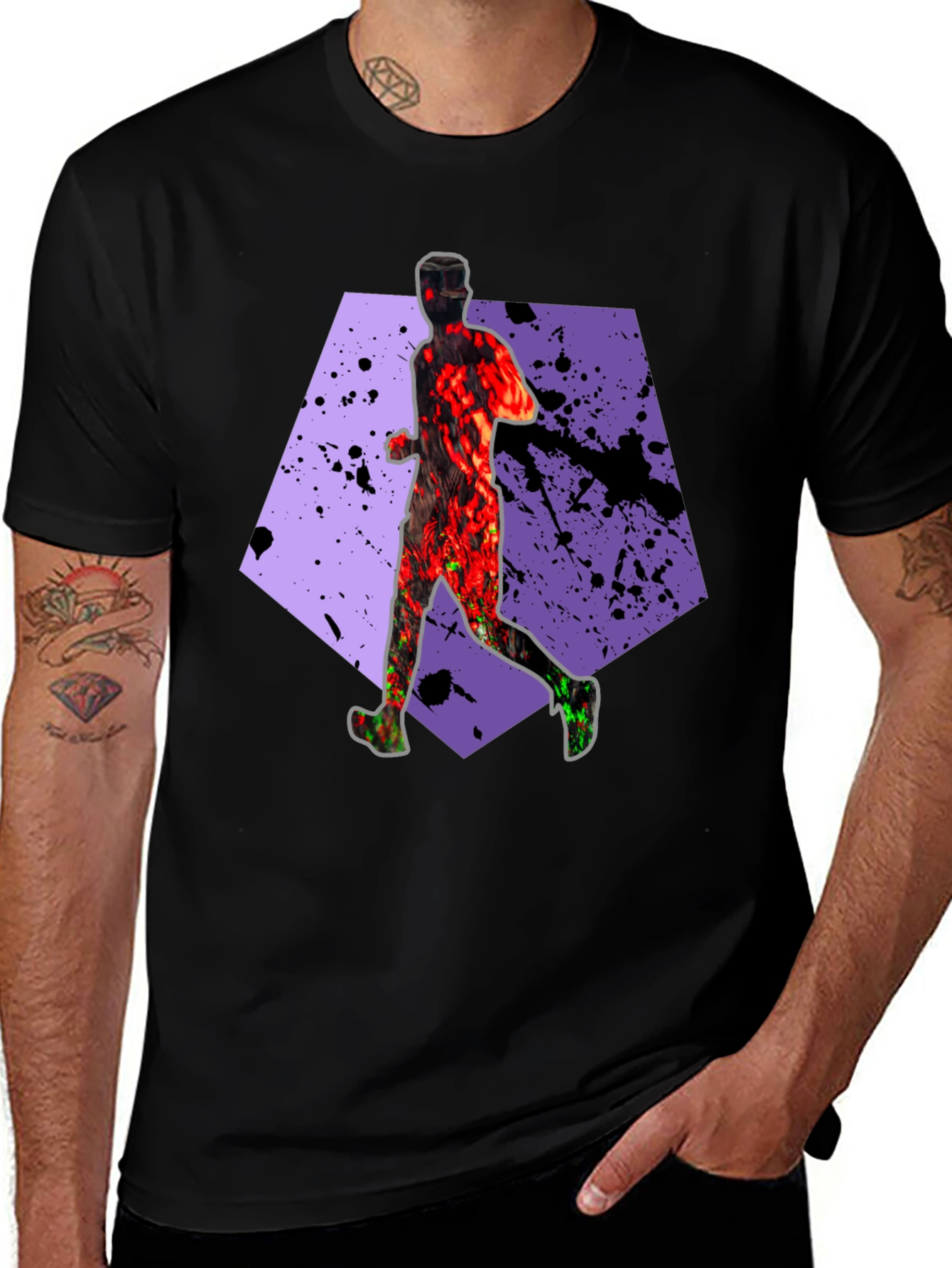 Abstract Runner Graphic Tee - Men's Black T-Shirt