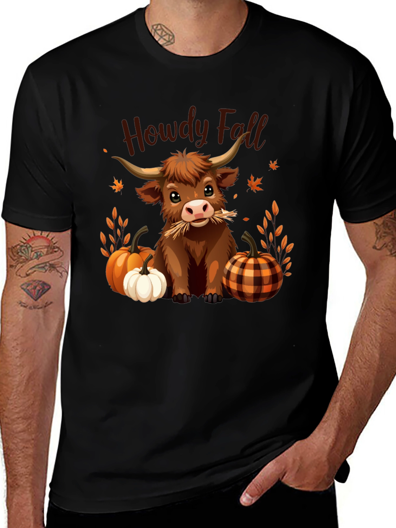 Howdy Fall Highland Cow T-Shirt - Autumn Harvest Tee
