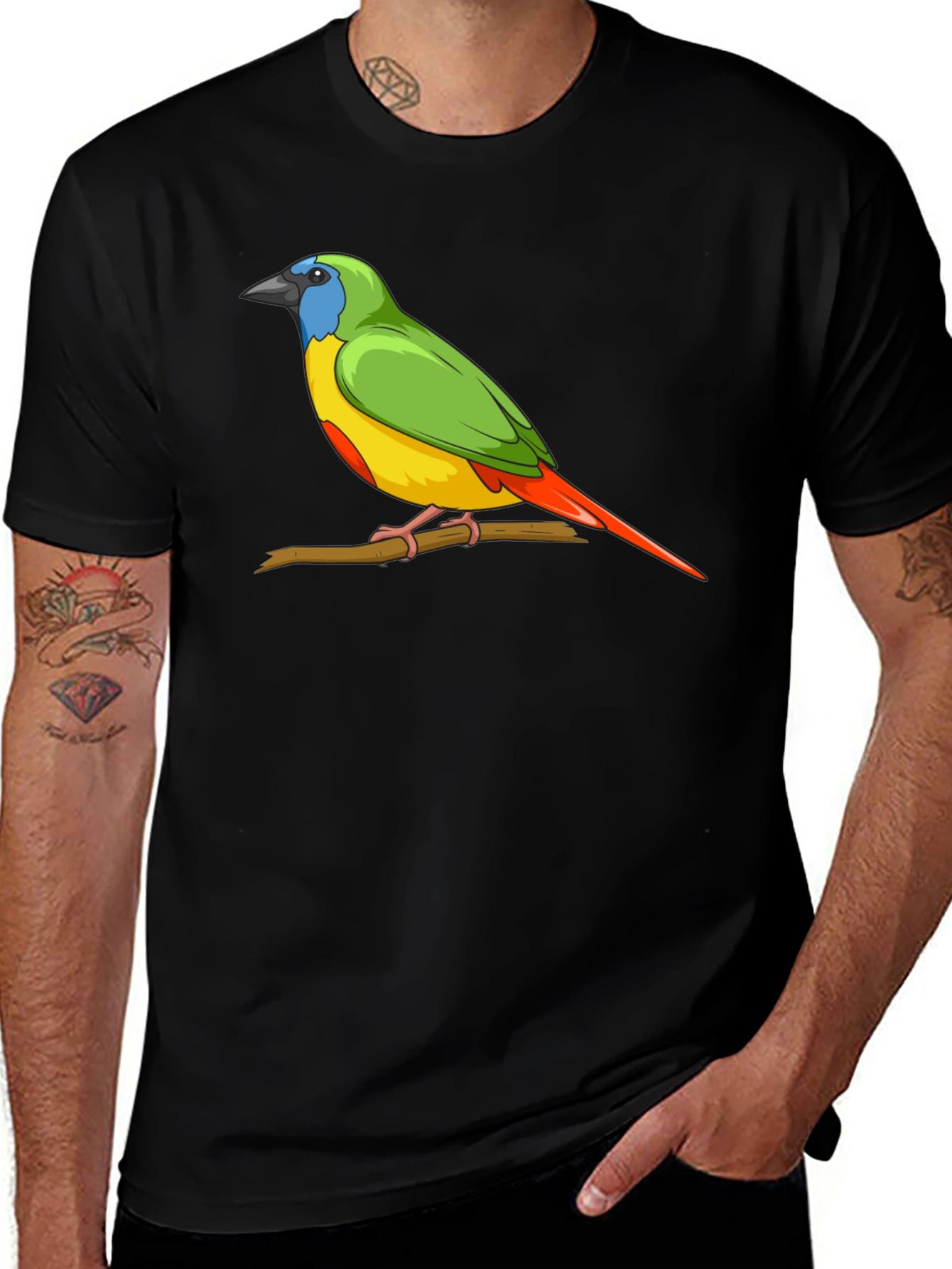Variant 12 of Bird on Branch Graphic Tee - Unisex Black T-Shirt