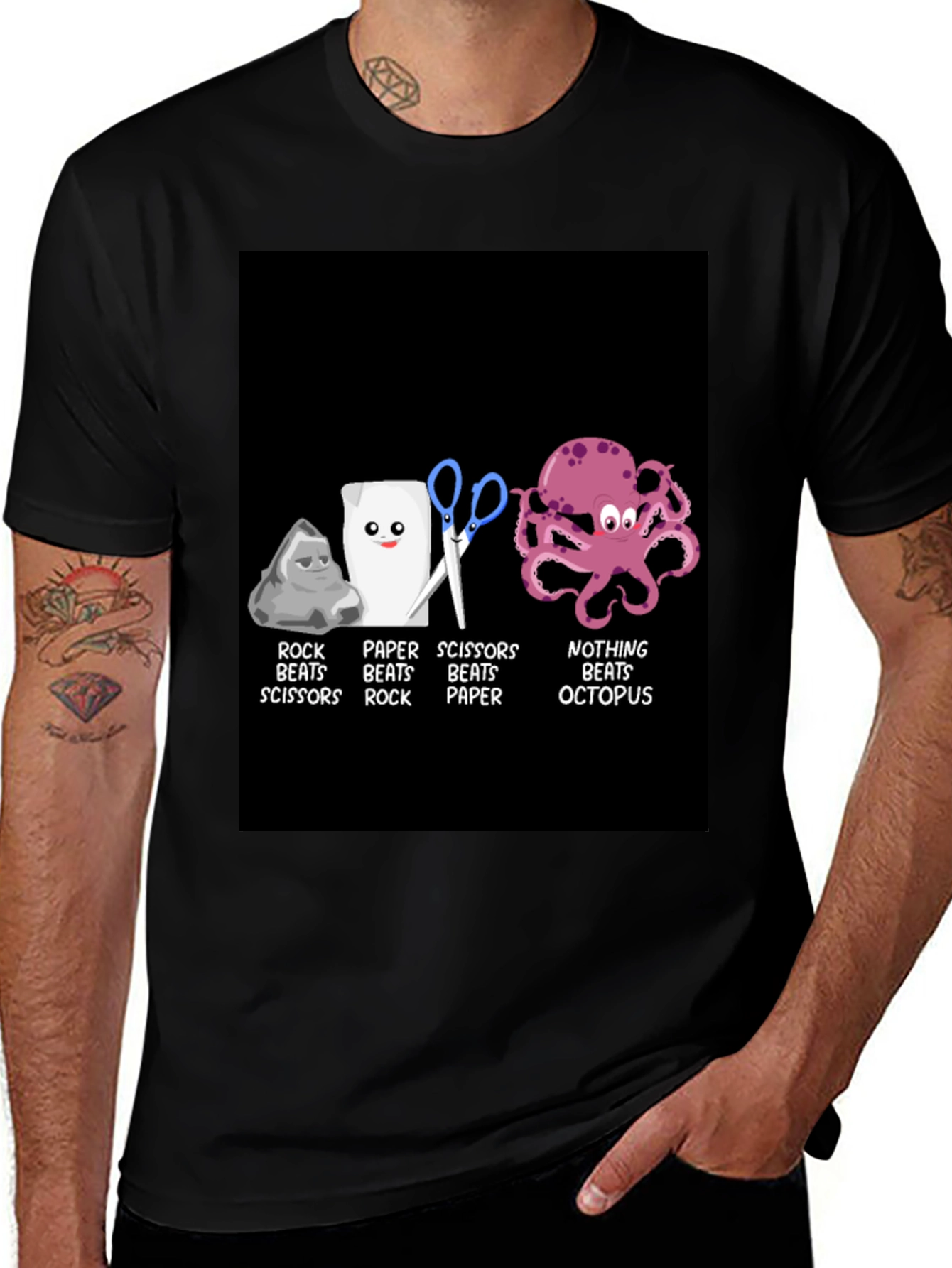 Variant 26 of Rock Paper Scissors Octopus Graphic Tee