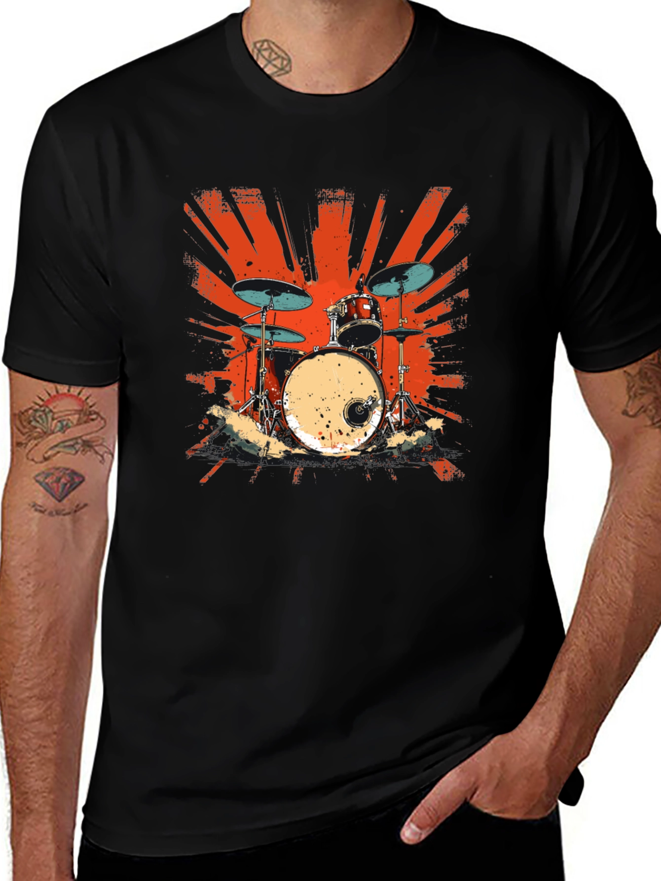 Variant 22 of Drum Set Graphic T-Shirt - Music Lover Tee