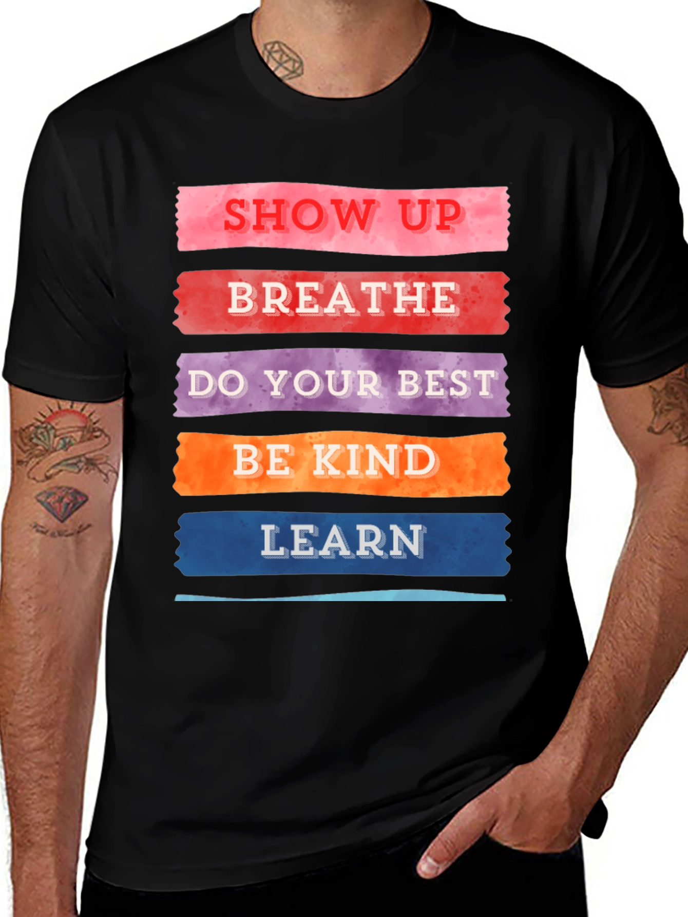 Variant 27 of Inspirational T-Shirt: Show Up, Breathe, Be Kind