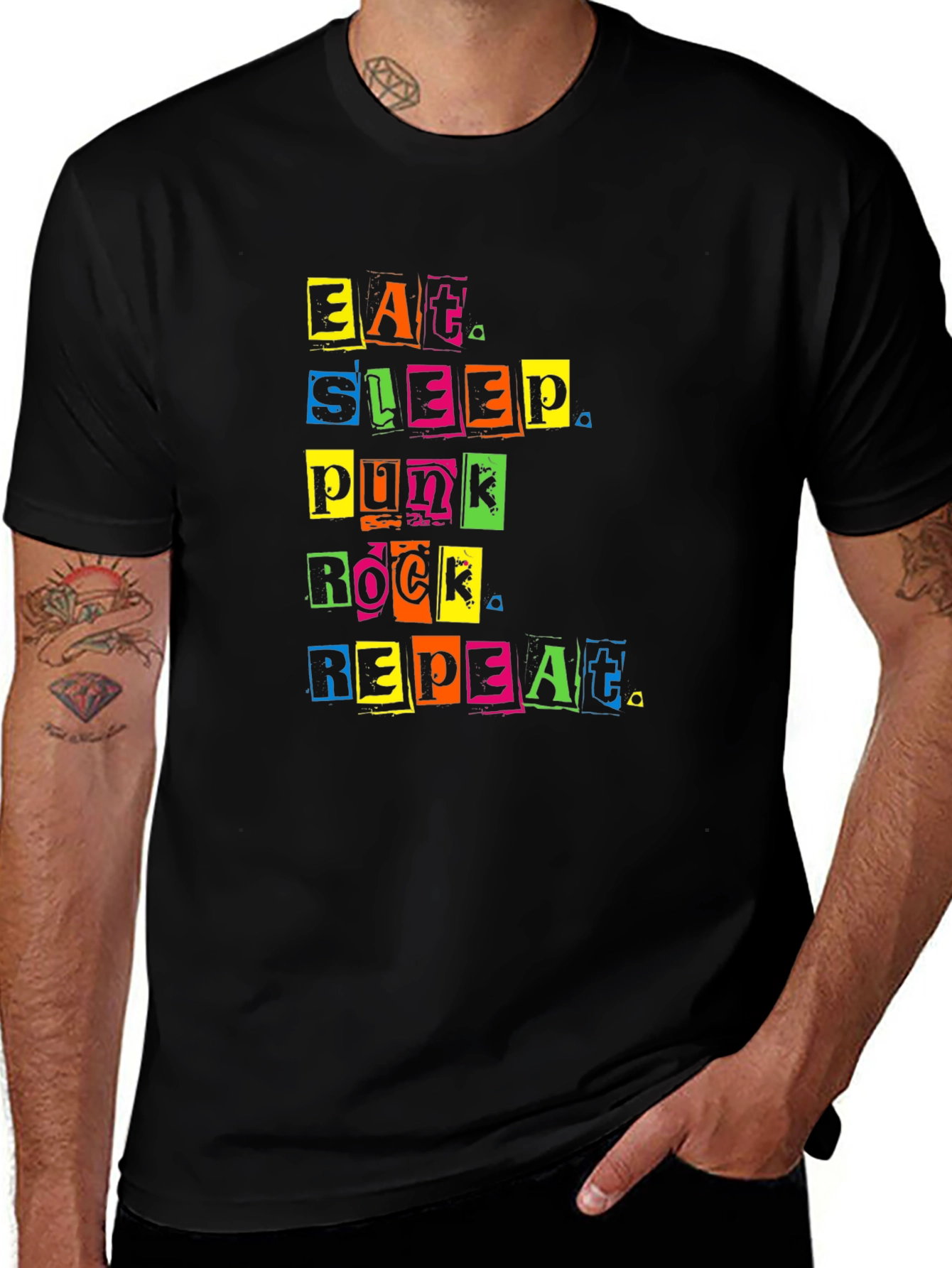 Variant 29 of Eat Sleep Punk Rock Repeat Black T-Shirt
