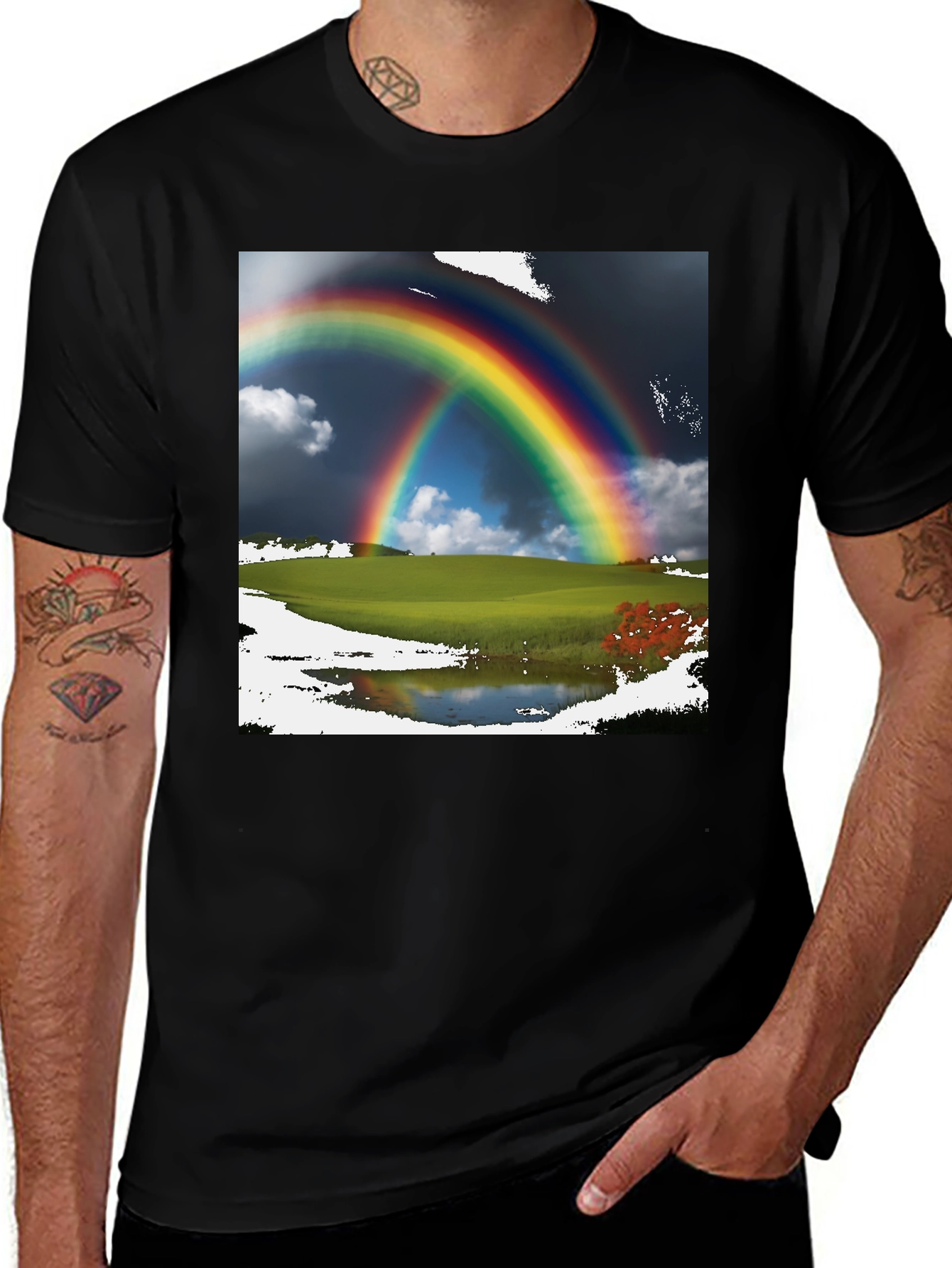 Variant 18 of Rainbow Scene Black T-Shirt