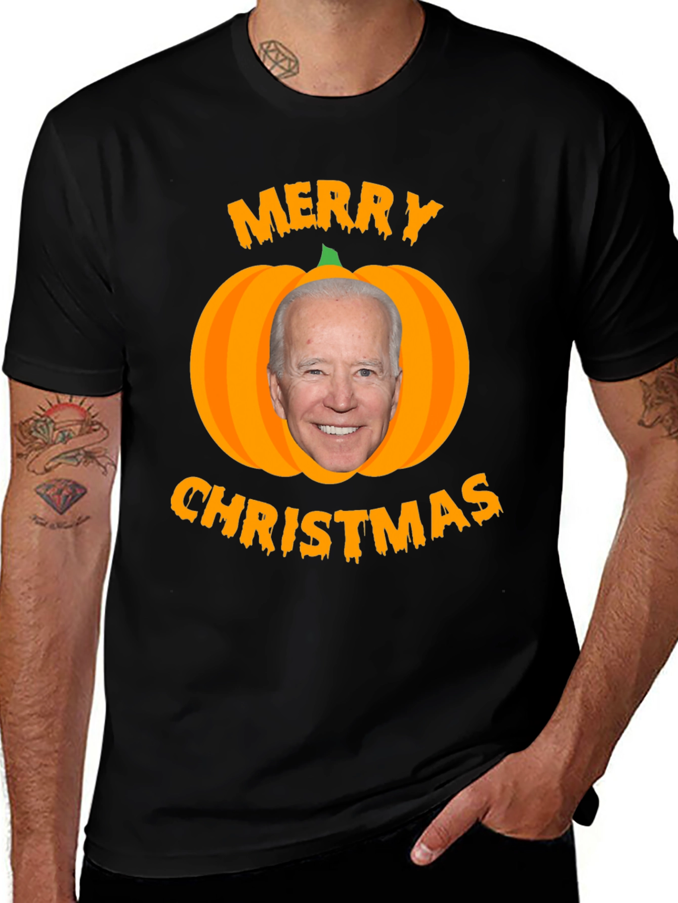 Variant 19 of Merry Christmas Biden Pumpkin Graphic Tee