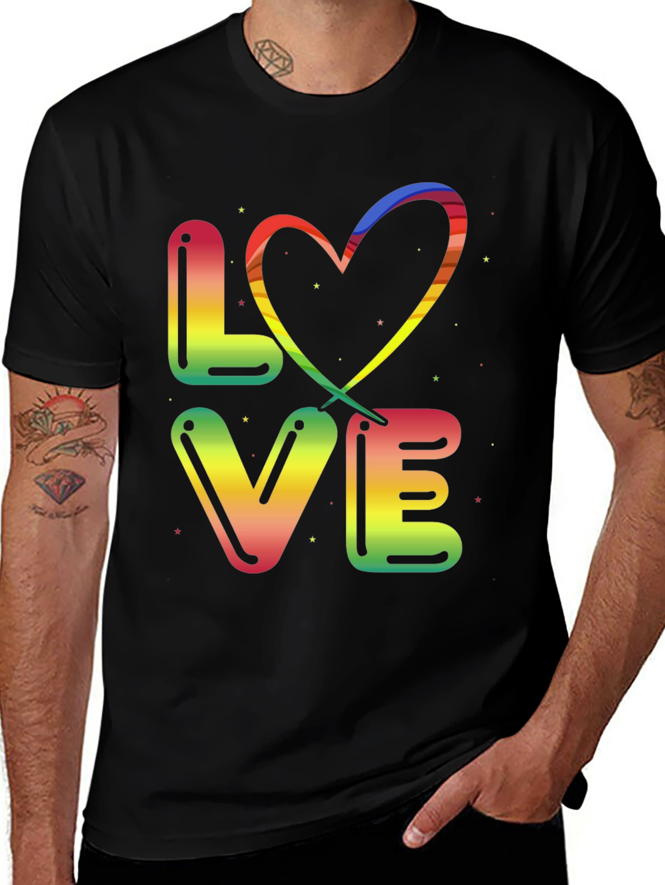 Variant 26 of Rainbow LOVE Graphic Black T-Shirt