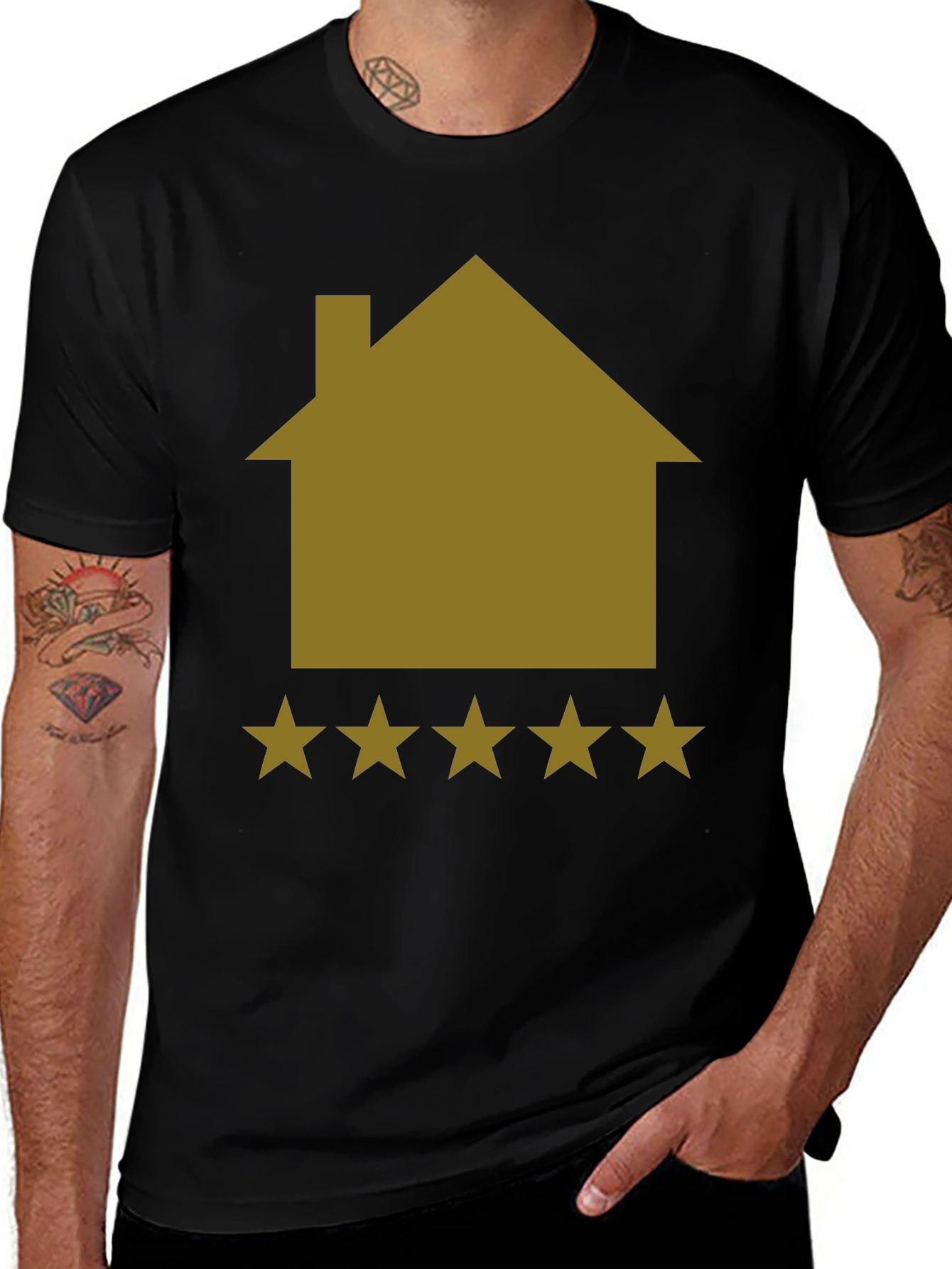 5-Star House Graphic Tee - Black