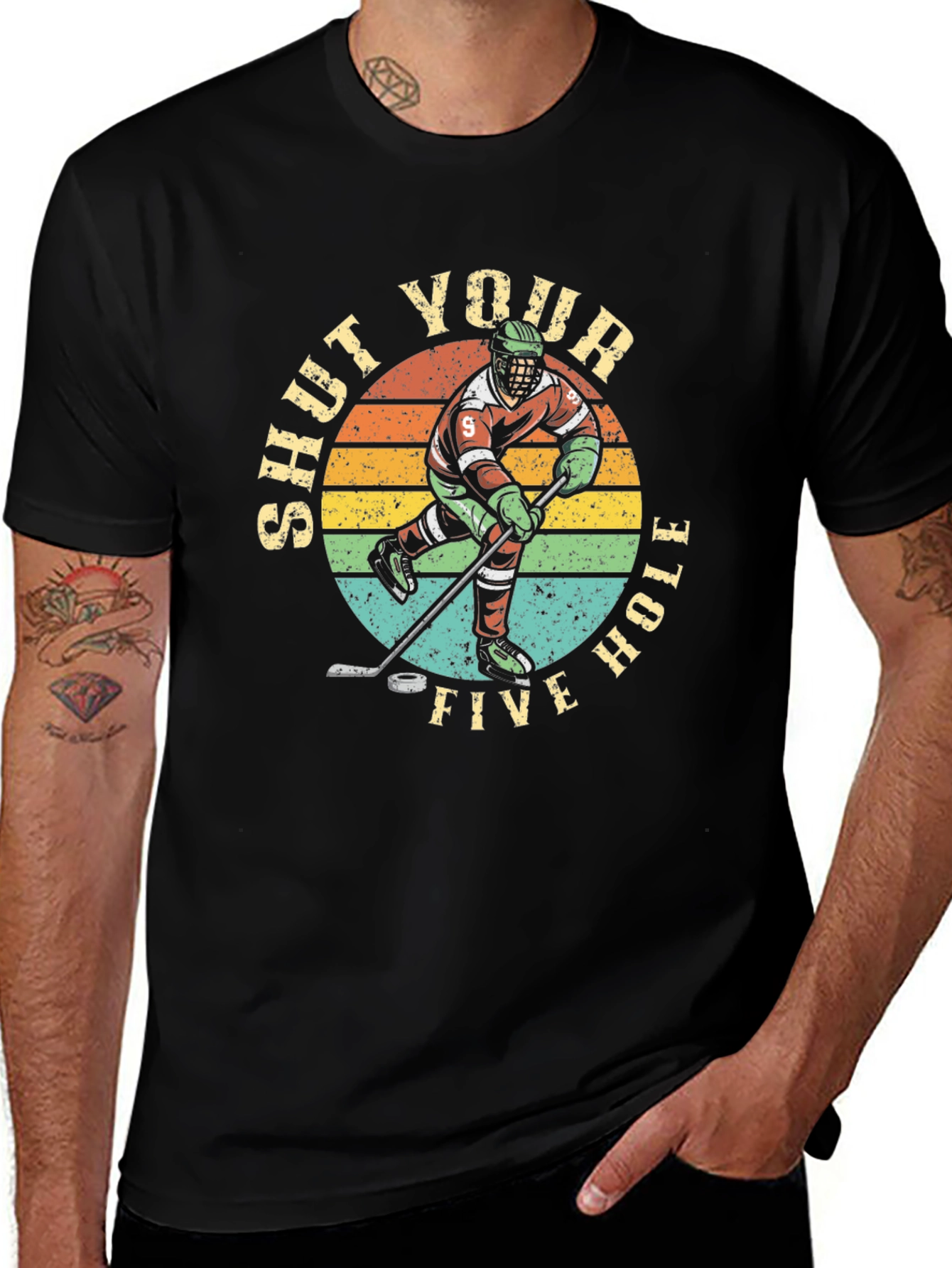 Variant 11 of Shut Your Five Hole Hockey Graphic T-Shirt