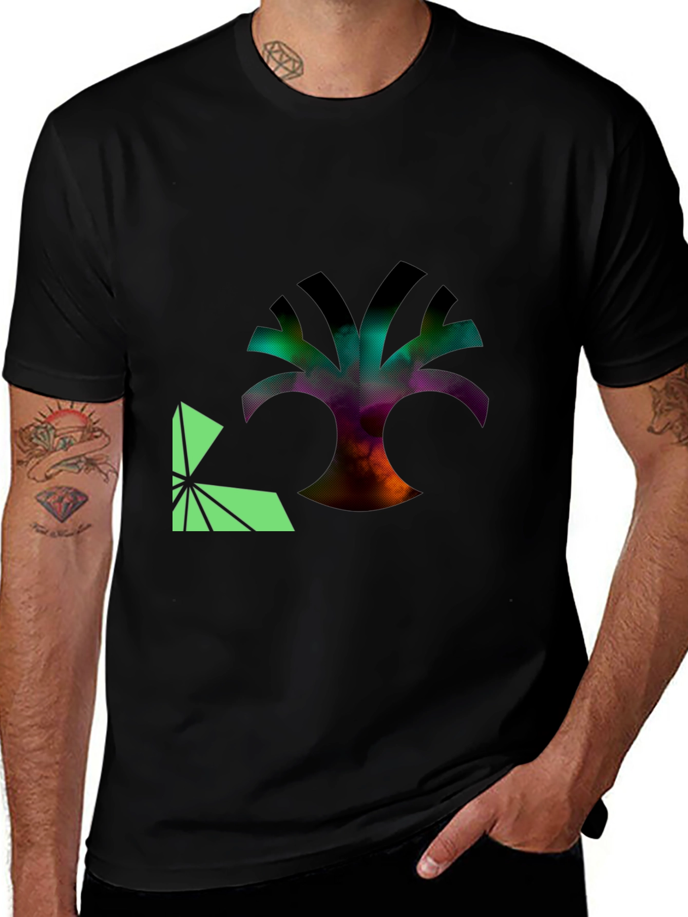 Variant 12 of Abstract Tree Graphic Black T-Shirt