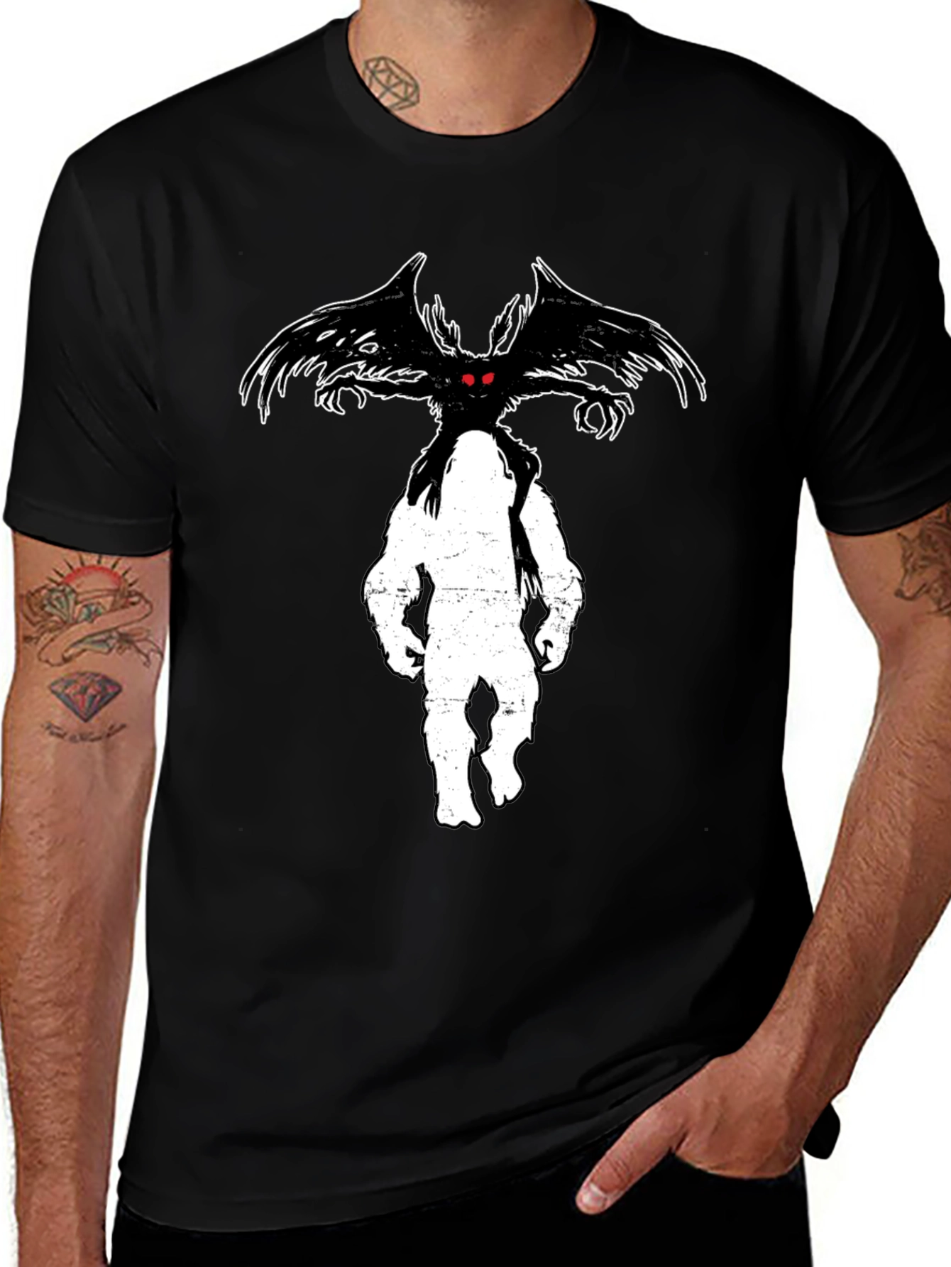 Mothman Bigfoot Graphic Tee - Cryptid Humor