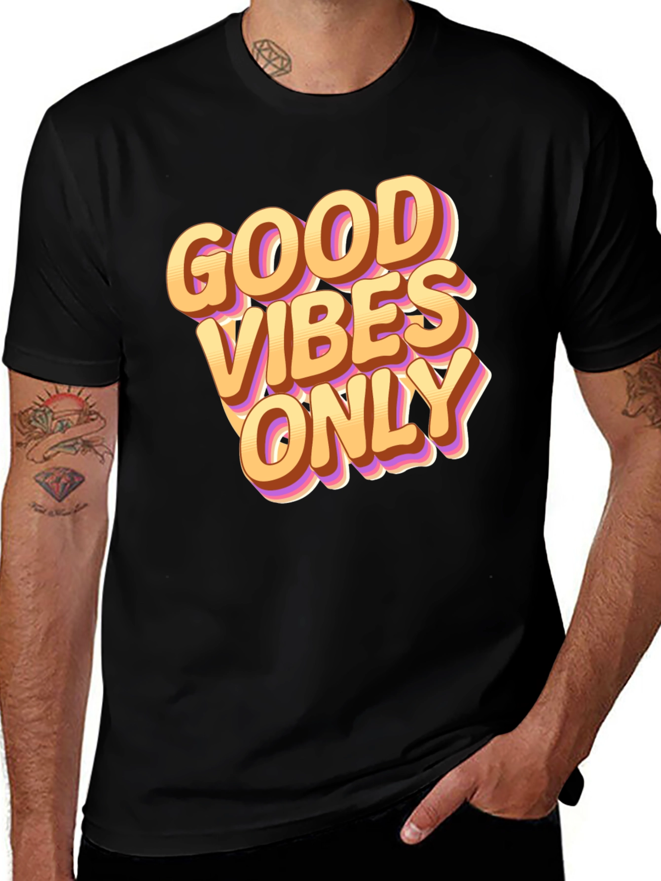 Variant 30 of Good Vibes Only Graphic Tee - Black Casual T-Shirt