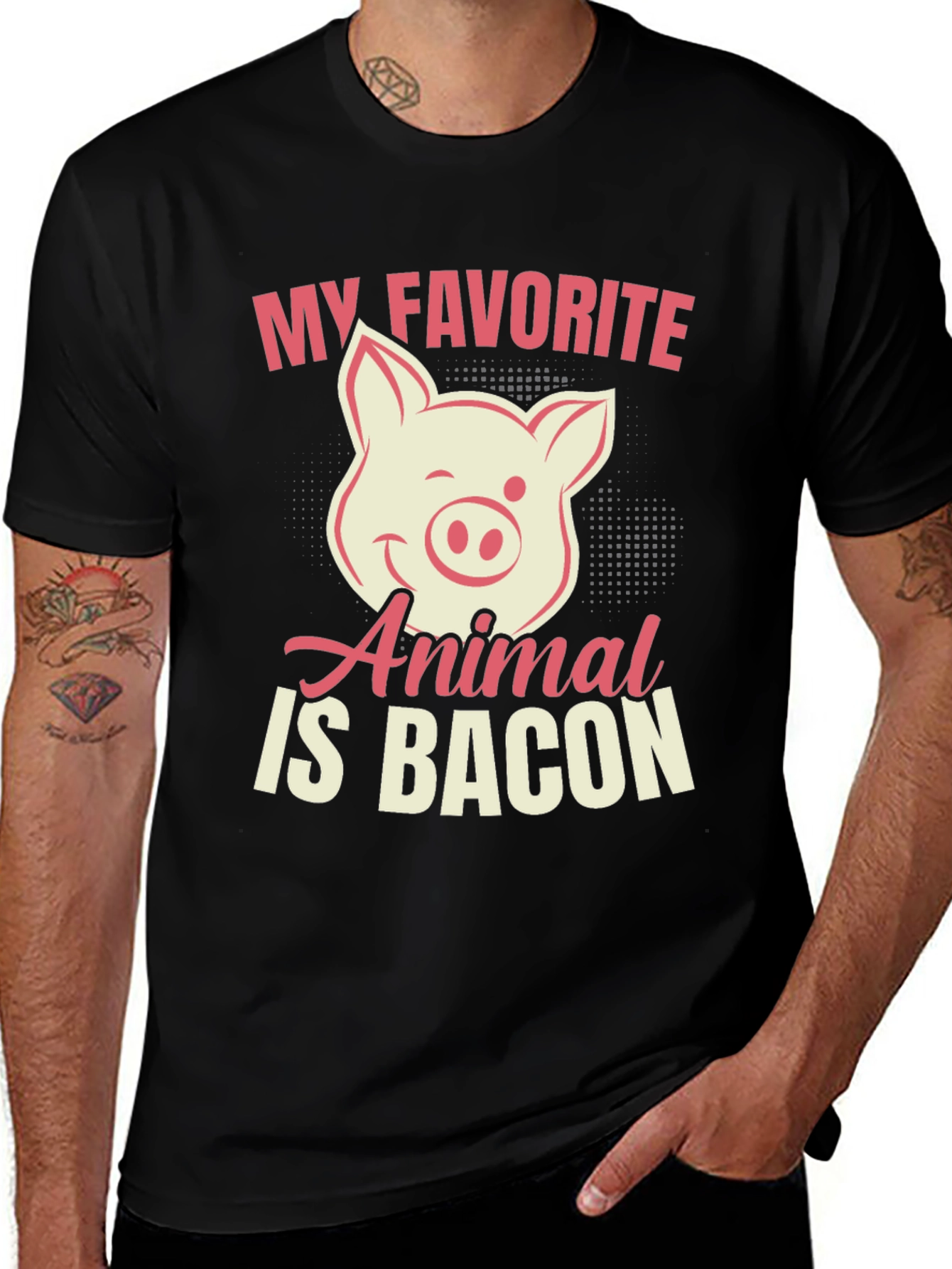 Variant 17 of My Favorite Animal Is Bacon Pig Graphic T-Shirt