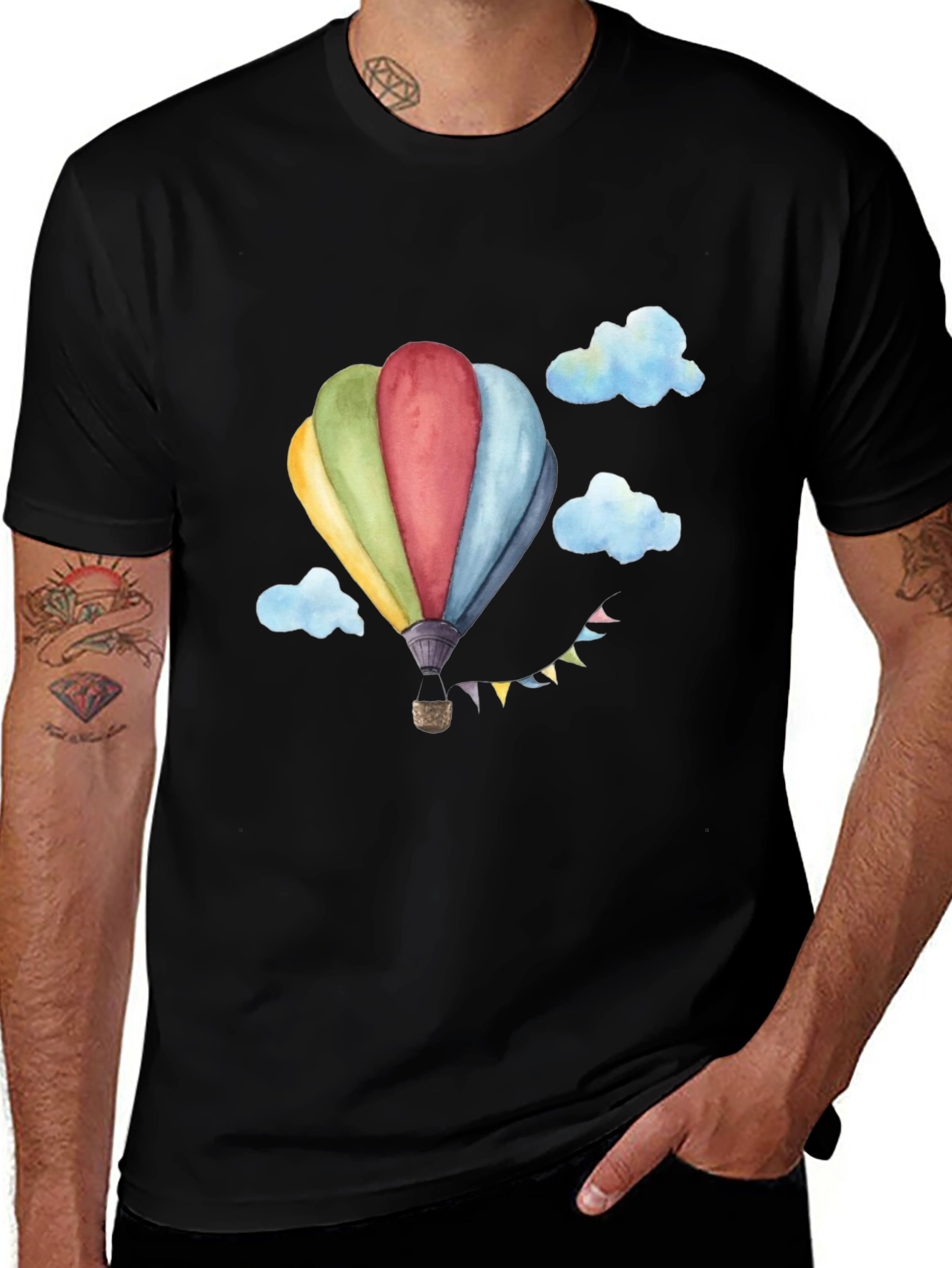 Variant 14 of Watercolor Hot Air Balloon Graphic T-Shirt