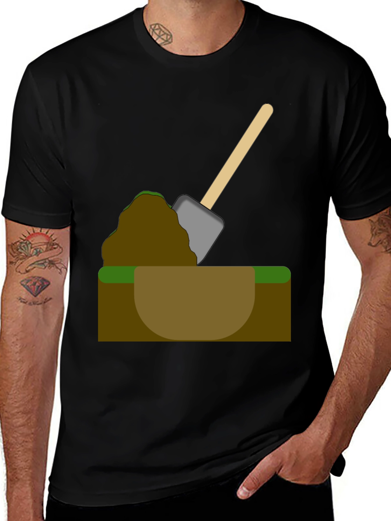 Variant 9 of Digging T-Shirt - Cartoon Shovel in Hole Graphic Tee