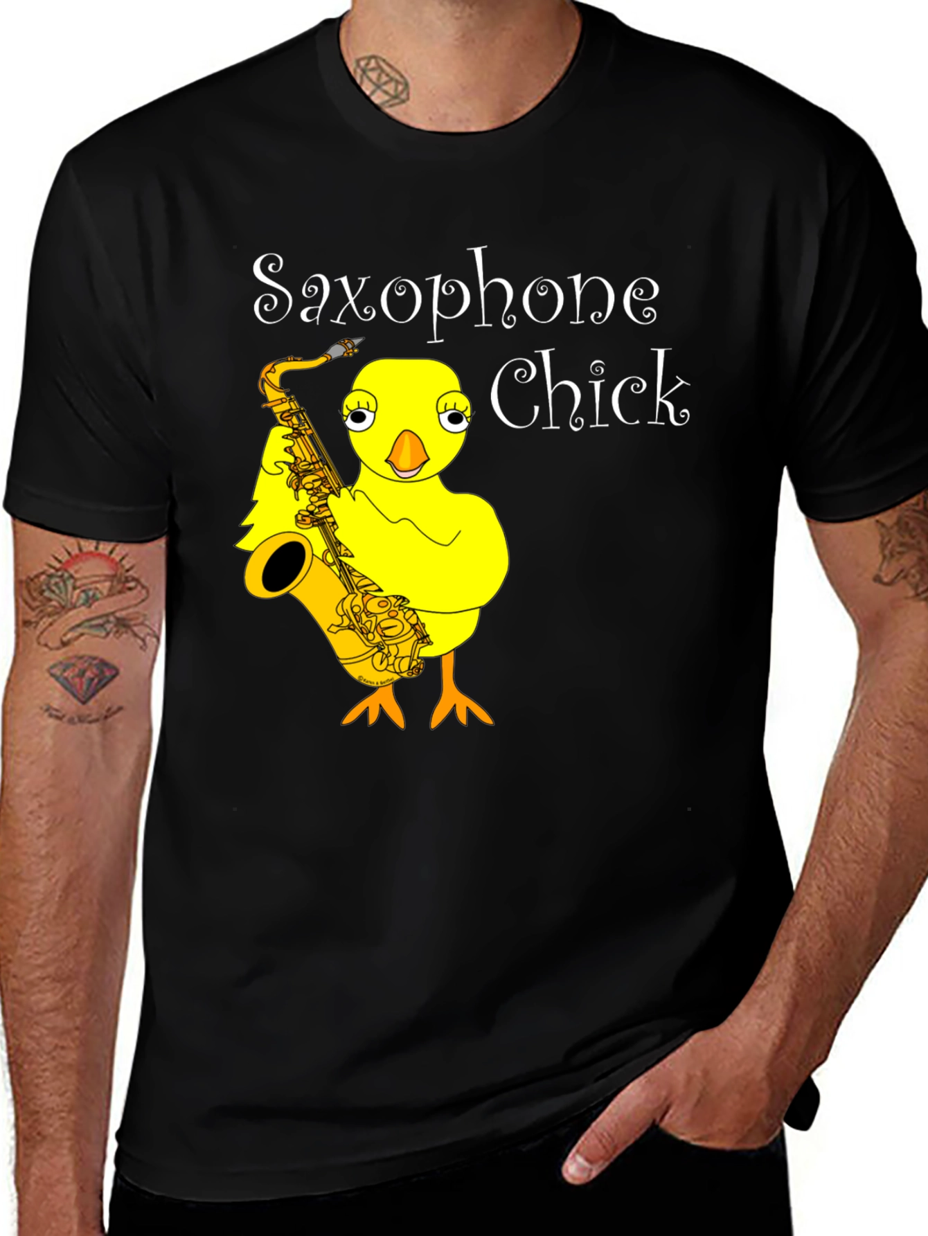 Variant 22 of Saxophone Chick Graphic Tee - Unisex Black T-Shirt